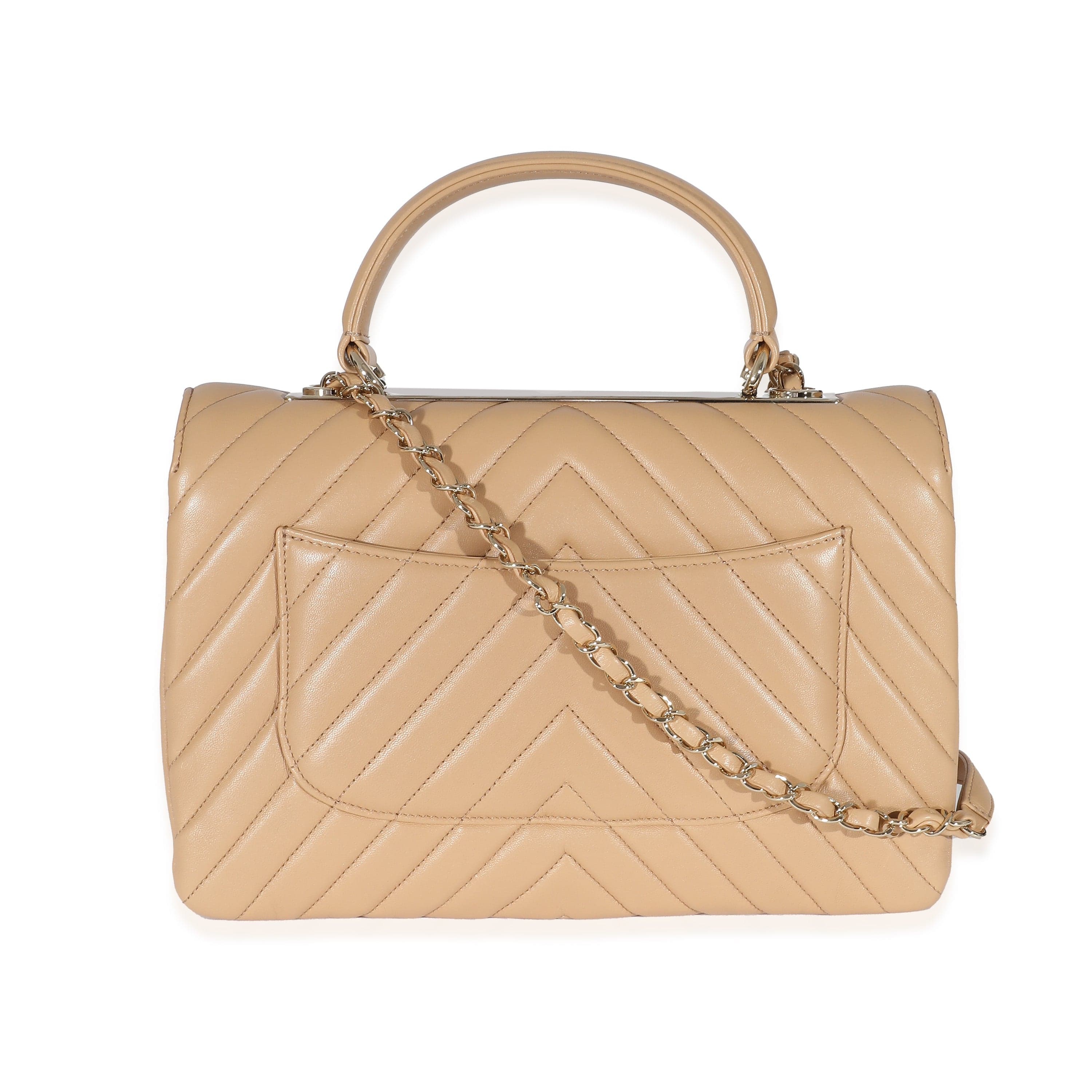 Chanel Chanel Beige Chevron Lambskin Medium Trendy Bag