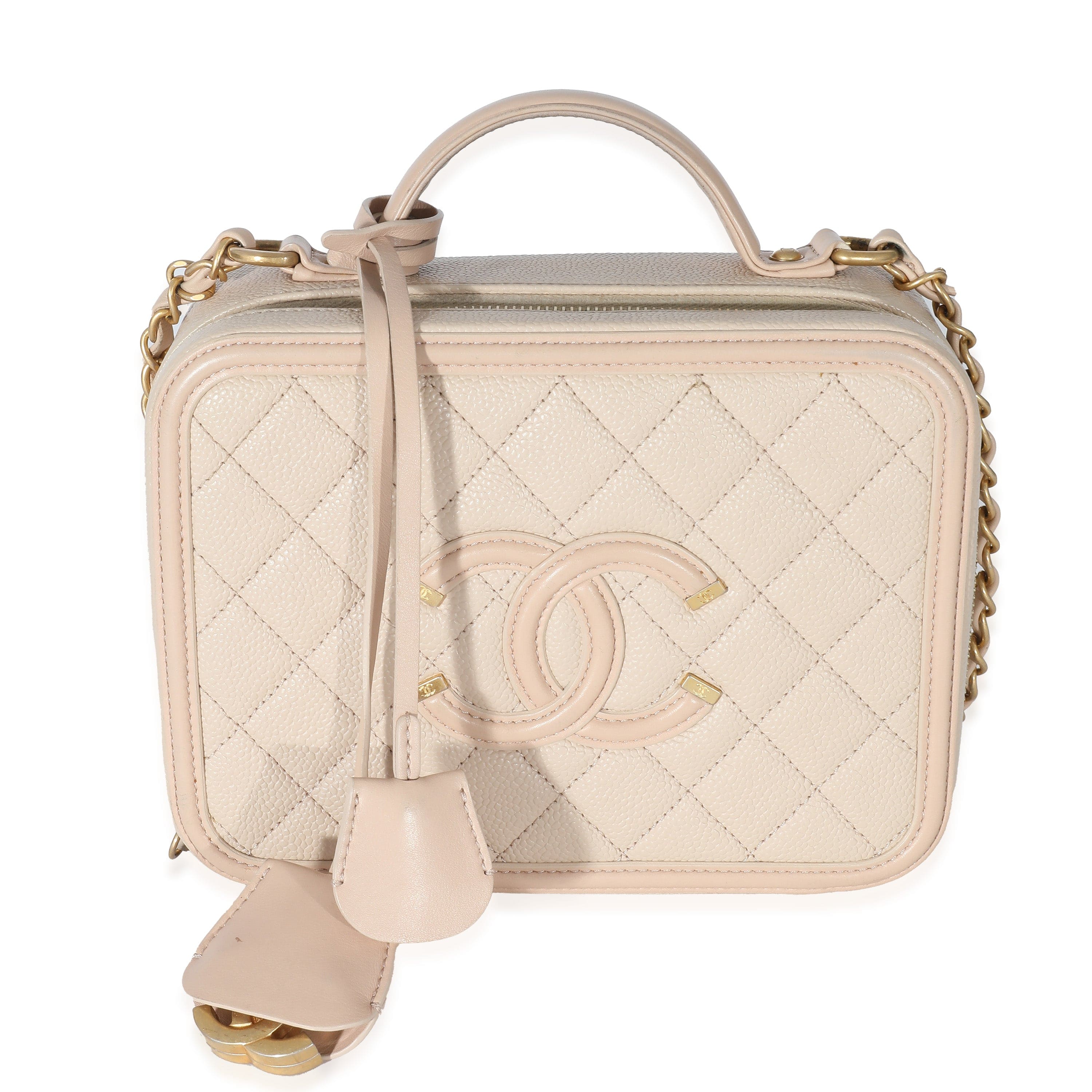 Chanel Chanel Beige Quilred Caviar Medium Filigree Vanity Case