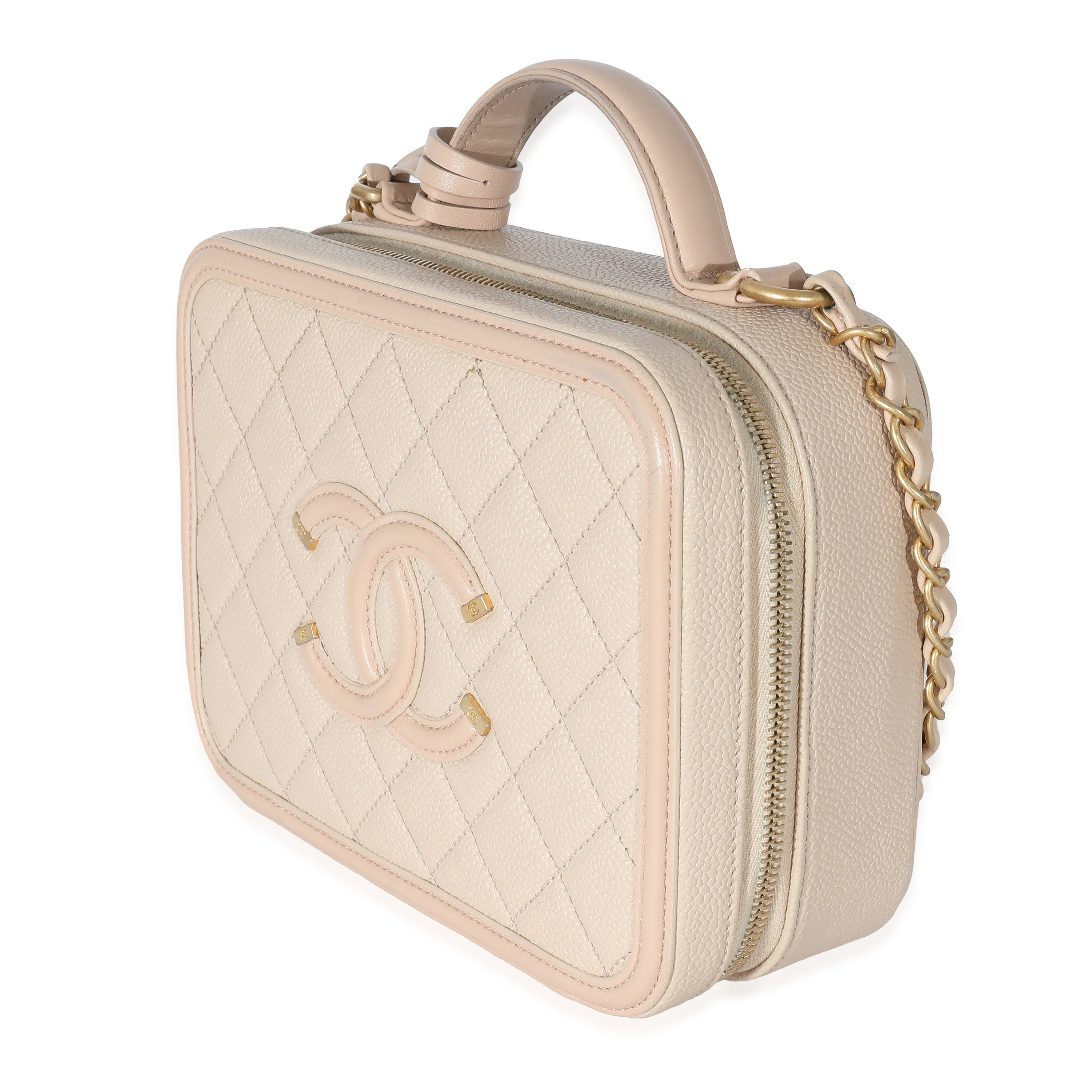 Chanel Chanel Beige Quilred Caviar Medium Filigree Vanity Case