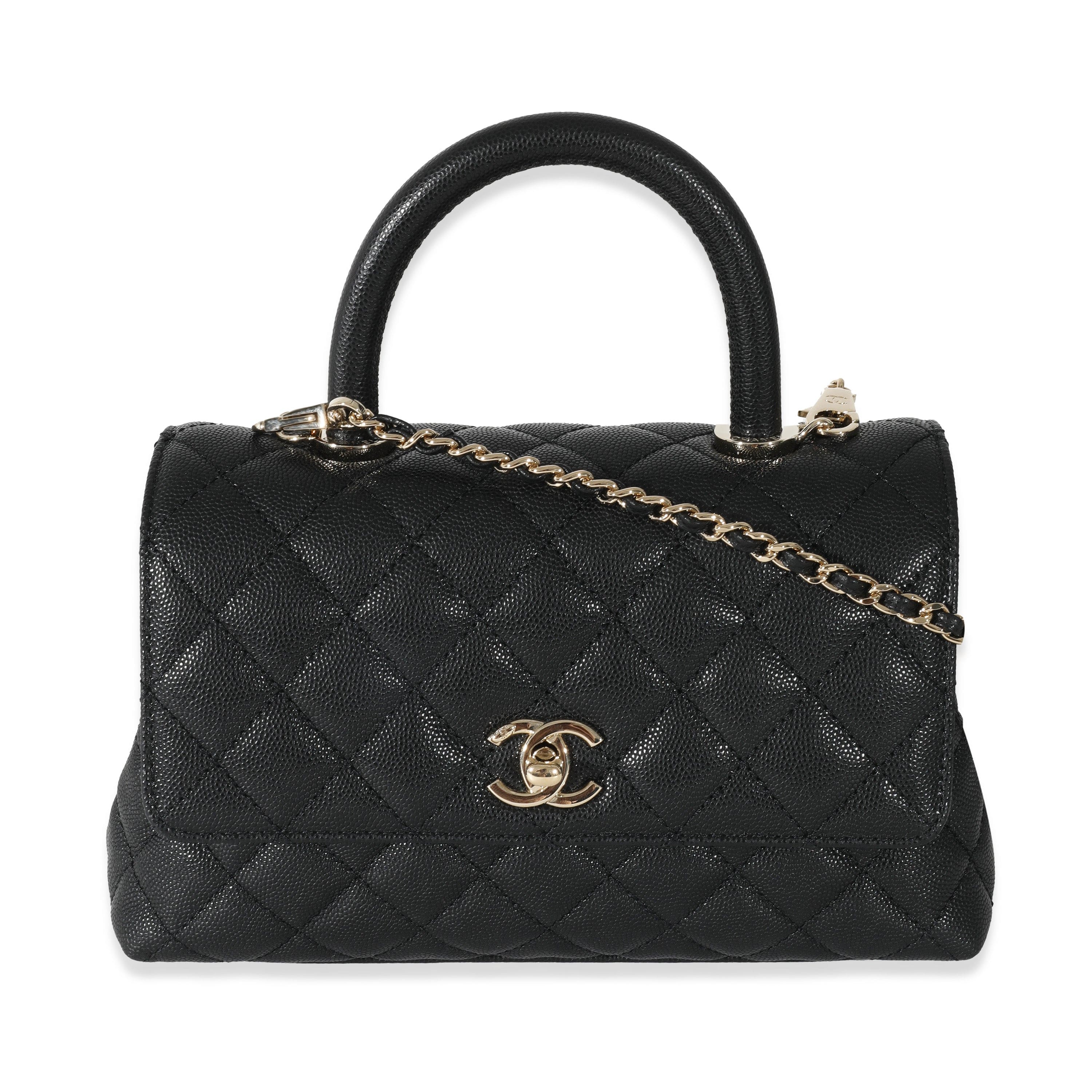 Chanel Chanel Black Caviar Quilted Small Coco Top Handle Flap Bag