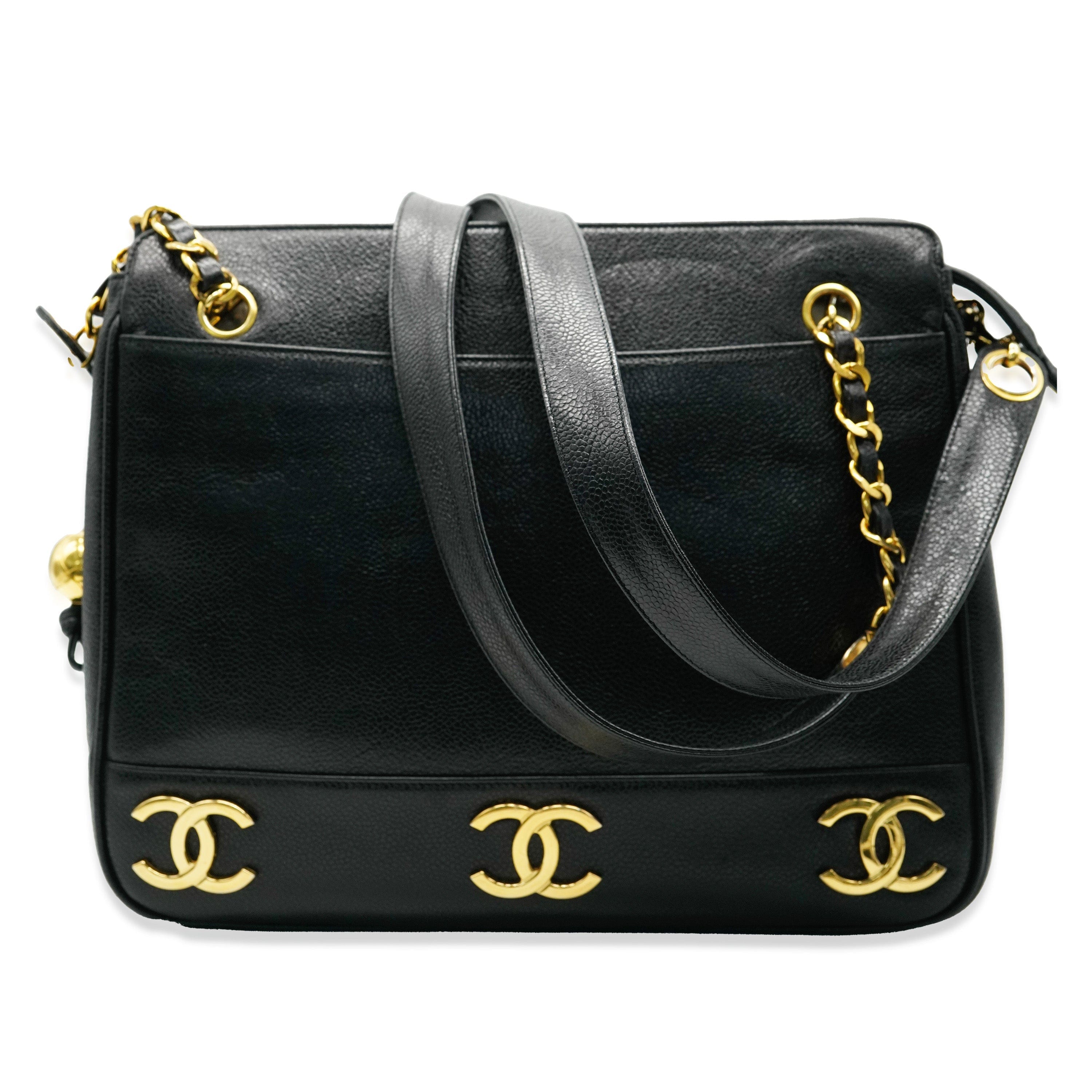 Chanel Chanel Black Caviar Triple CC Chain Tote