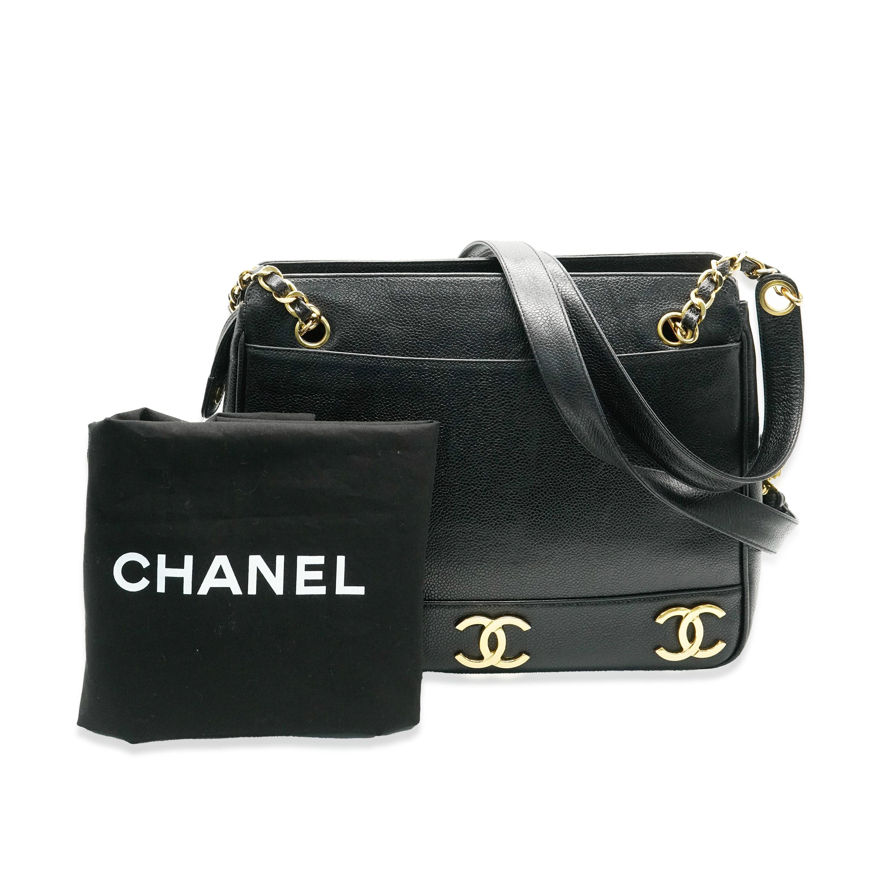 Chanel Chanel Black Caviar Triple CC Chain Tote