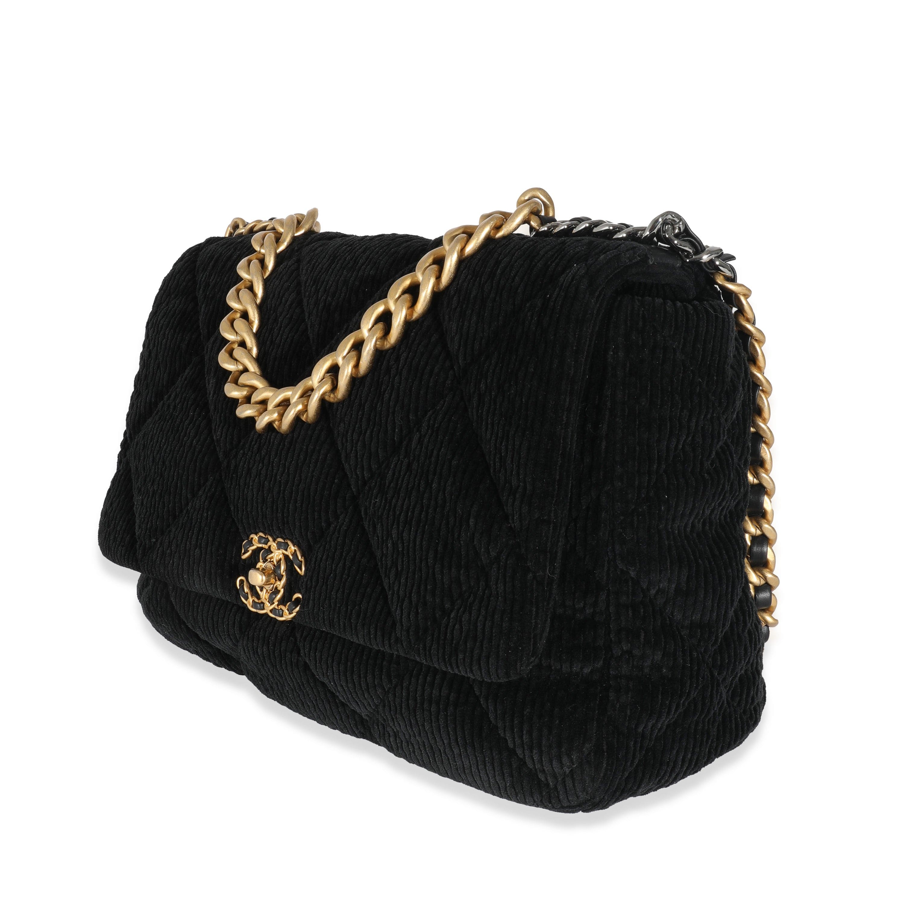 Chanel Chanel Black Corduroy Large Chanel 19 Flap Bag