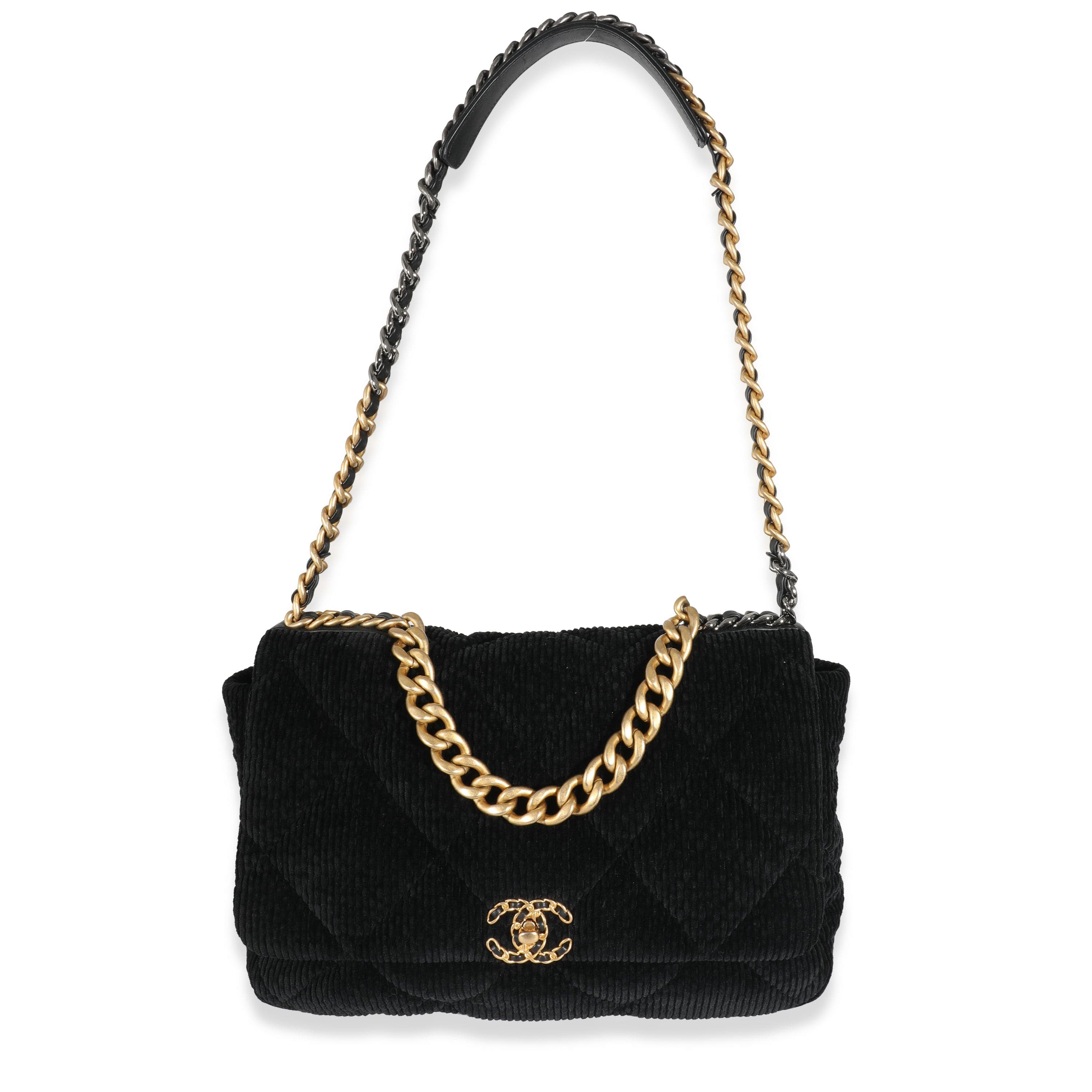 Chanel Chanel Black Corduroy Large Chanel 19 Flap Bag