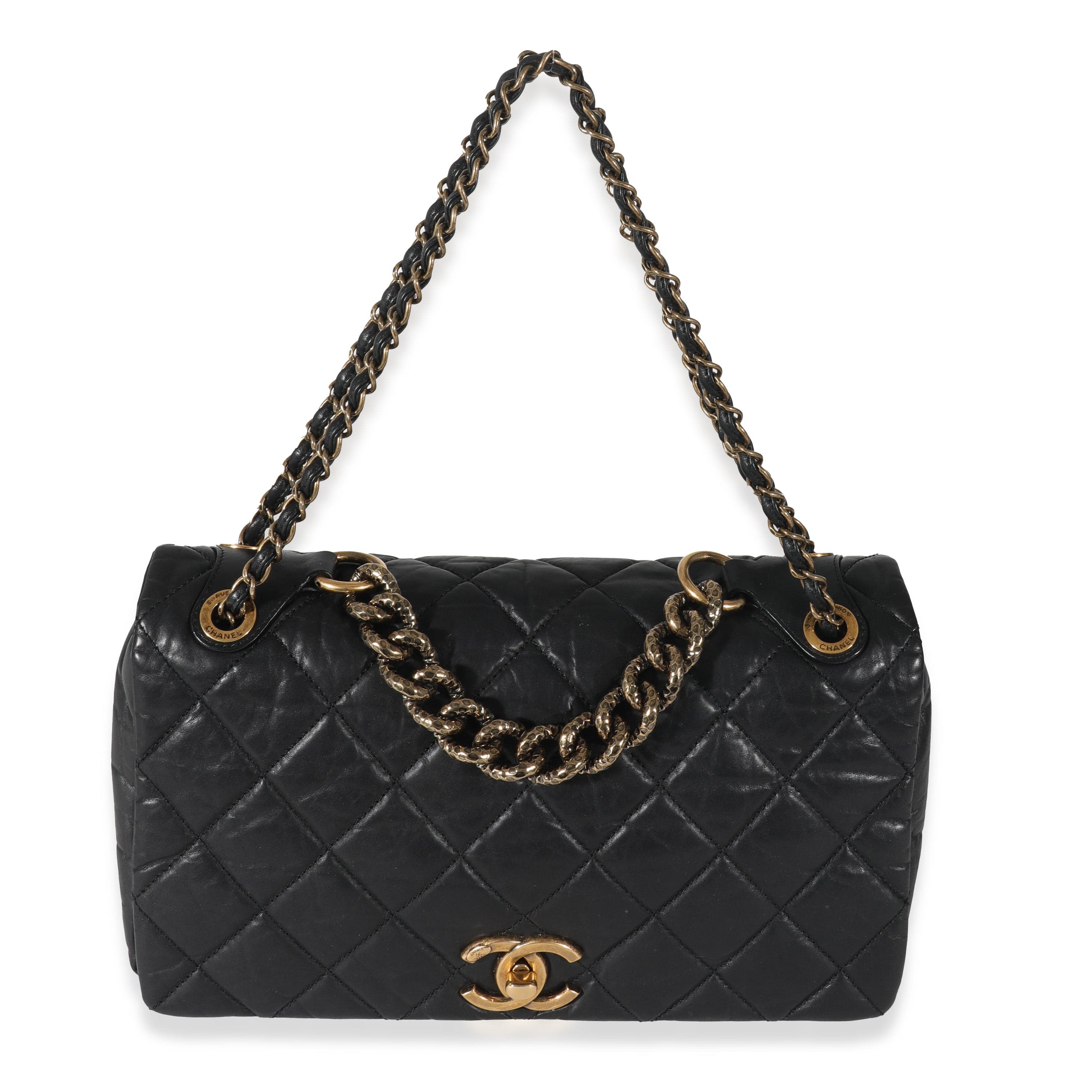 Chanel Chanel Black Quilted Calfskin Medium Pondicherry Flap Bag