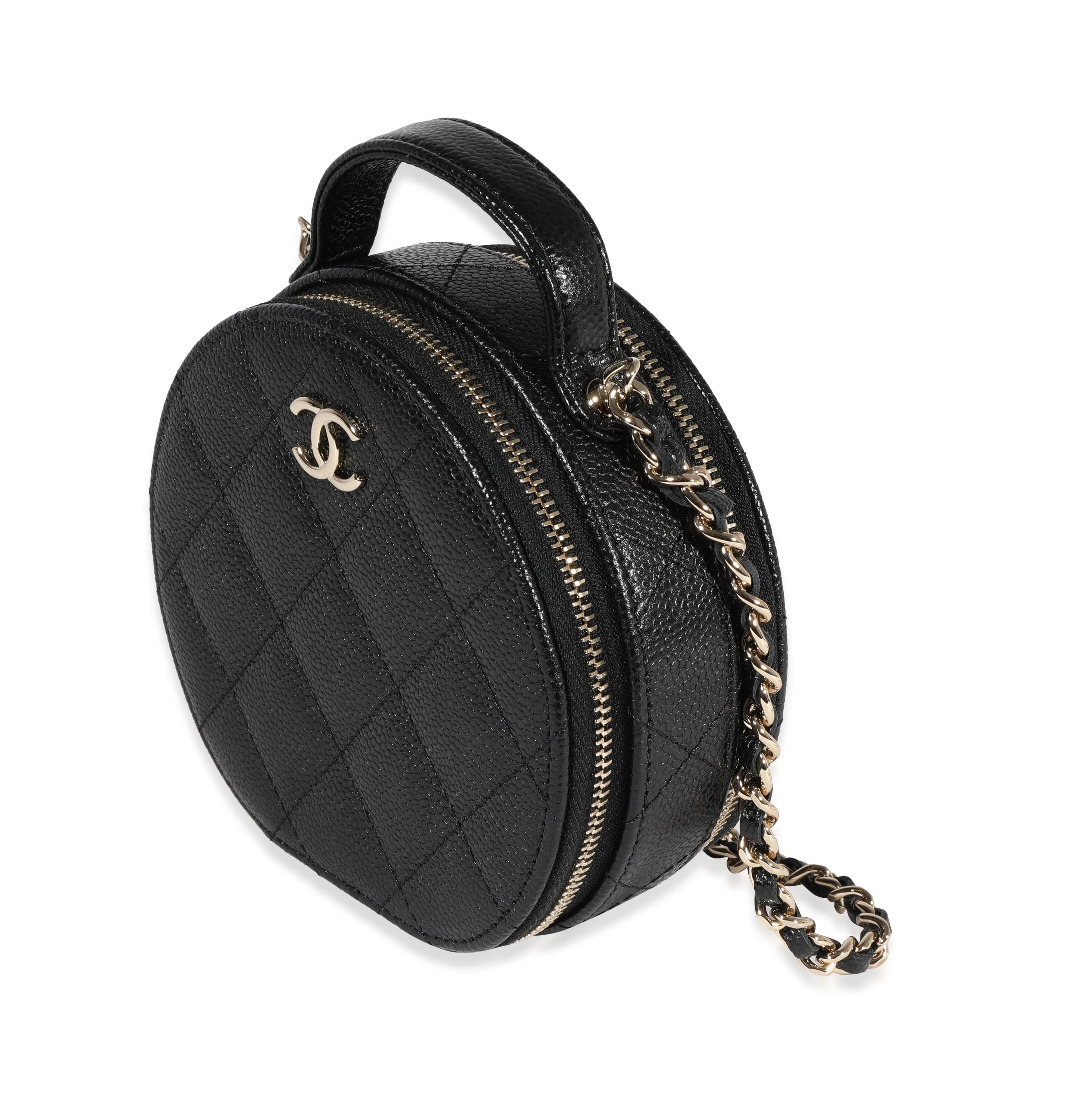 Chanel Chanel Black Quilted Caviar Handle With Care Vanity Bag