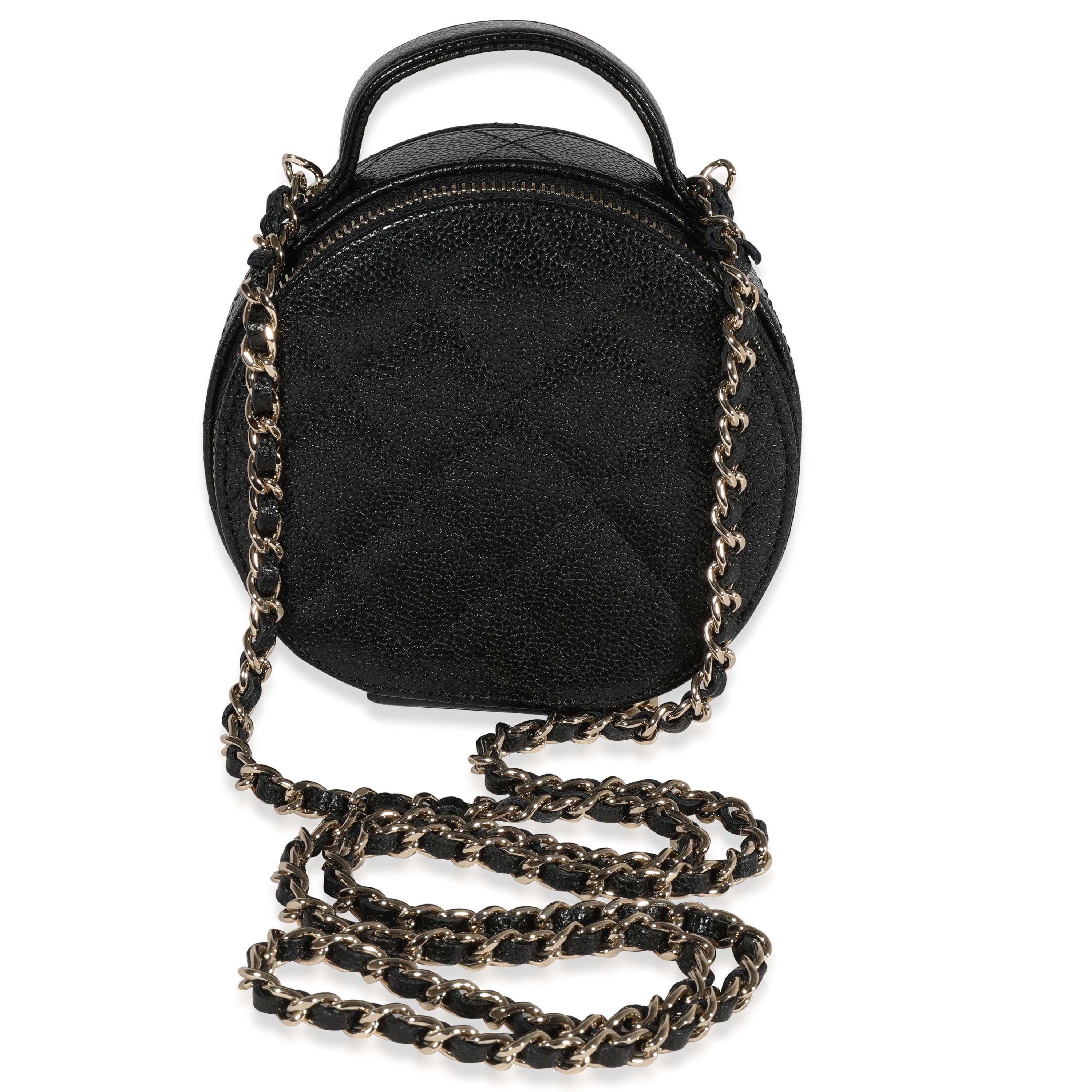 Chanel Chanel Black Quilted Caviar Handle With Care Vanity Bag