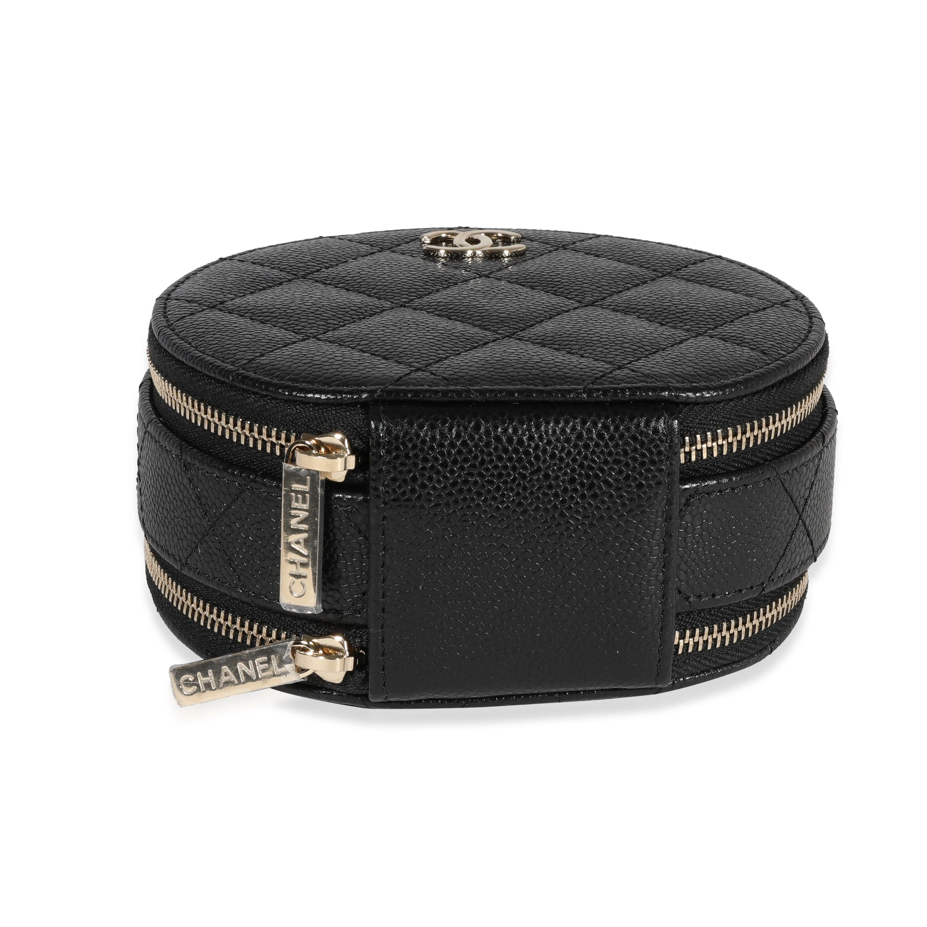 Chanel Chanel Black Quilted Caviar Handle With Care Vanity Bag