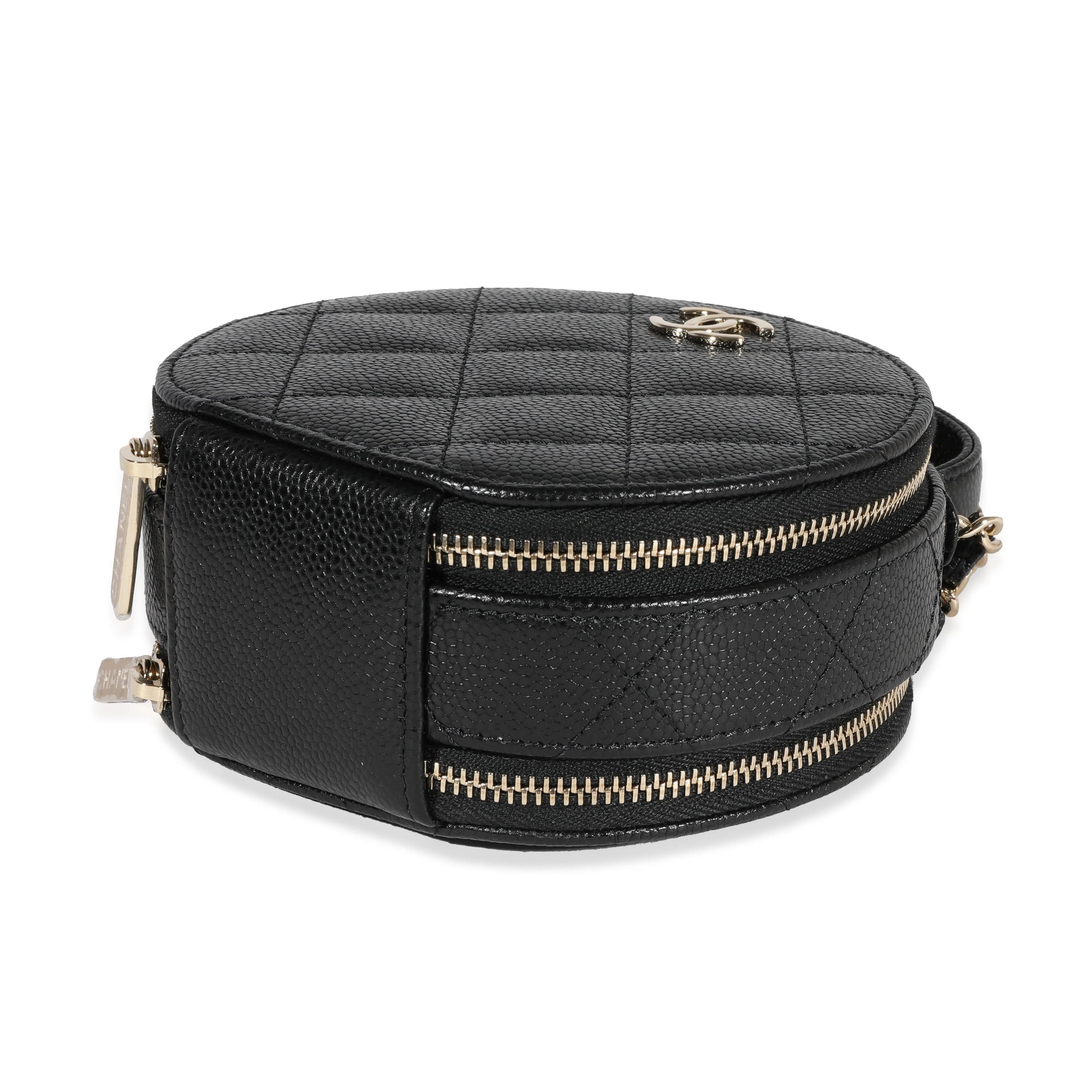 Chanel Chanel Black Quilted Caviar Handle With Care Vanity Bag