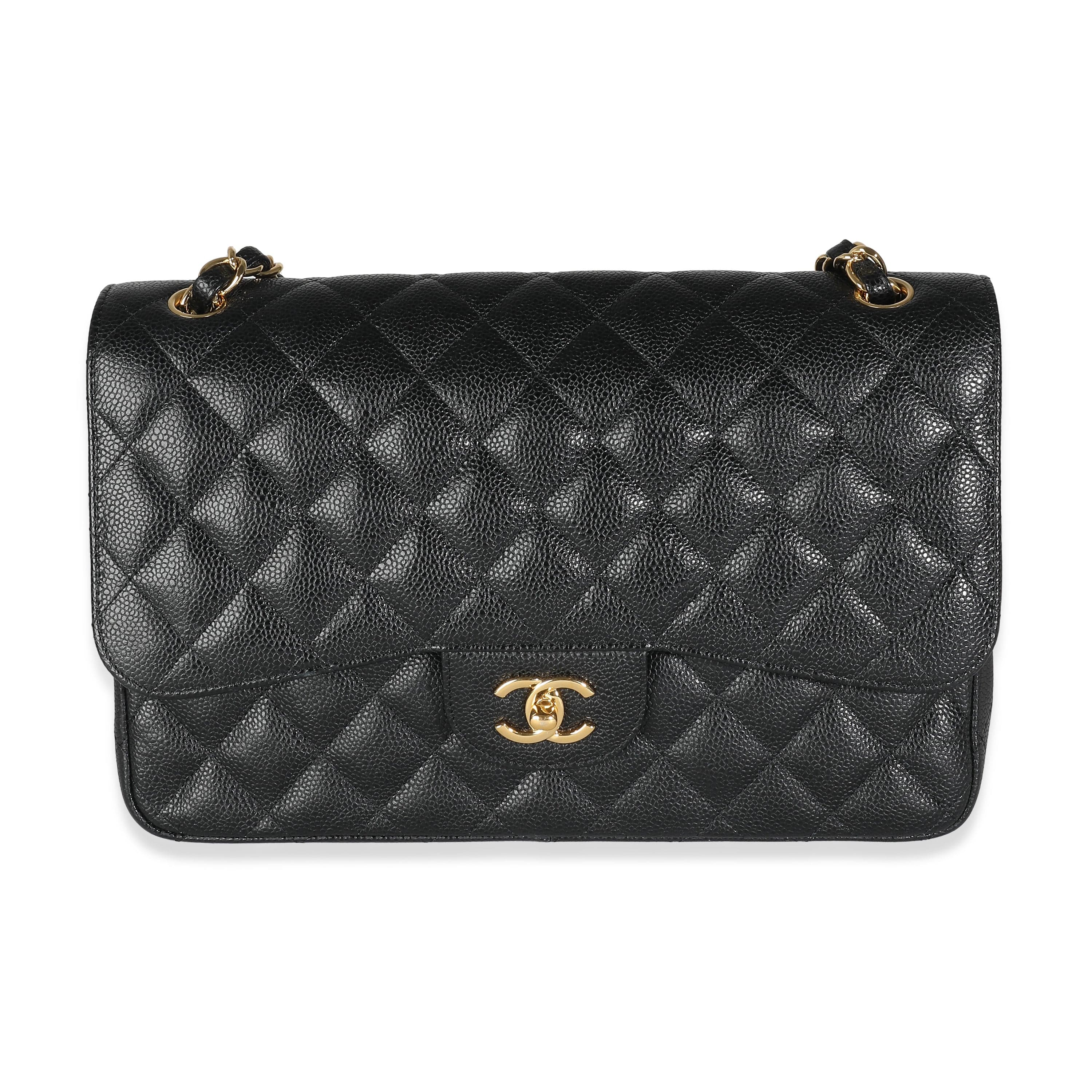 Chanel Chanel Black Quilted Caviar Jumbo Classic Double Flap Bag