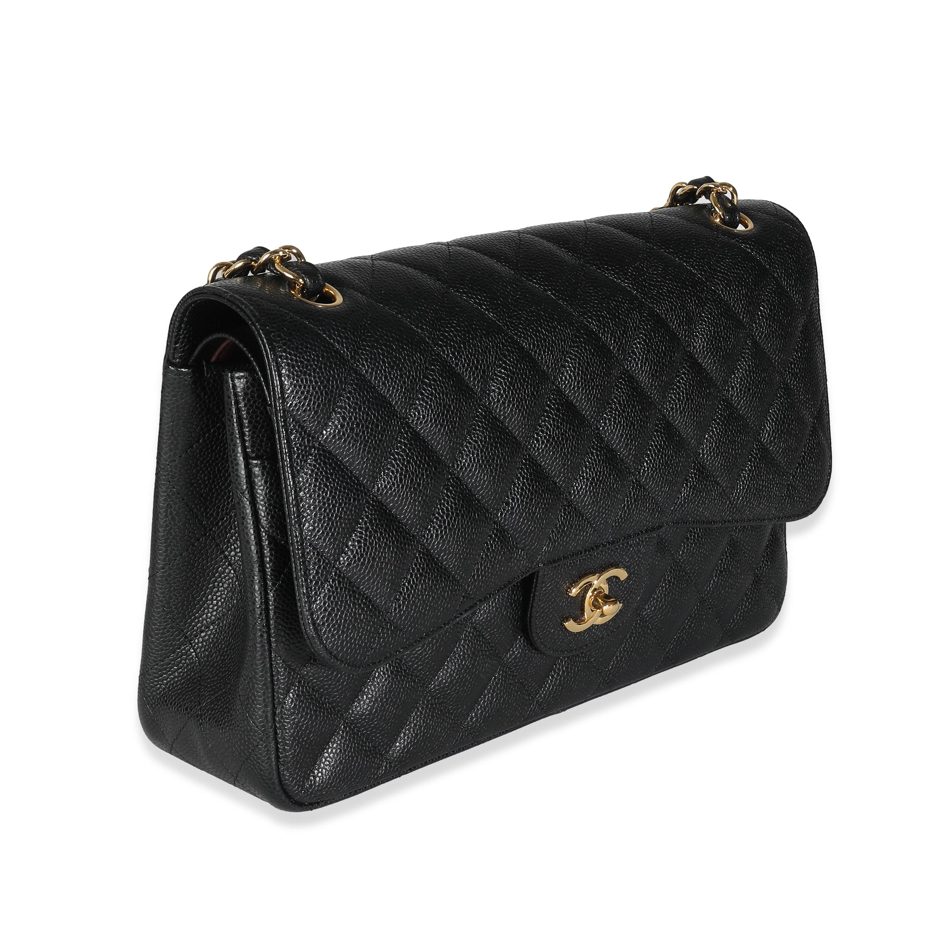 Chanel Chanel Black Quilted Caviar Jumbo Classic Double Flap Bag