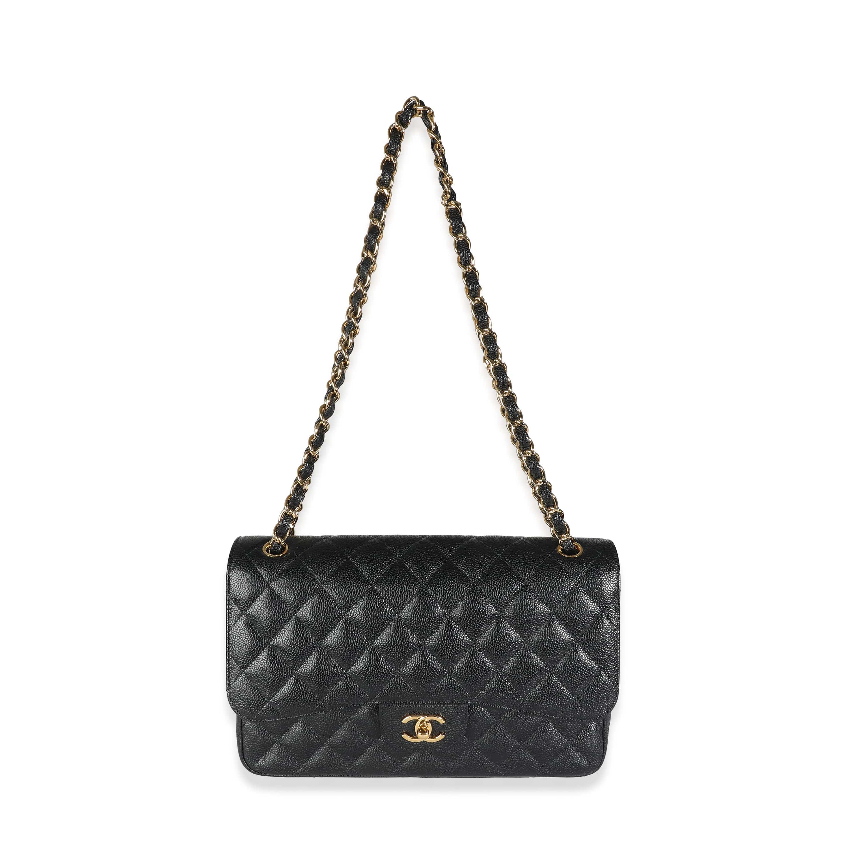 Chanel Chanel Black Quilted Caviar Jumbo Classic Double Flap Bag