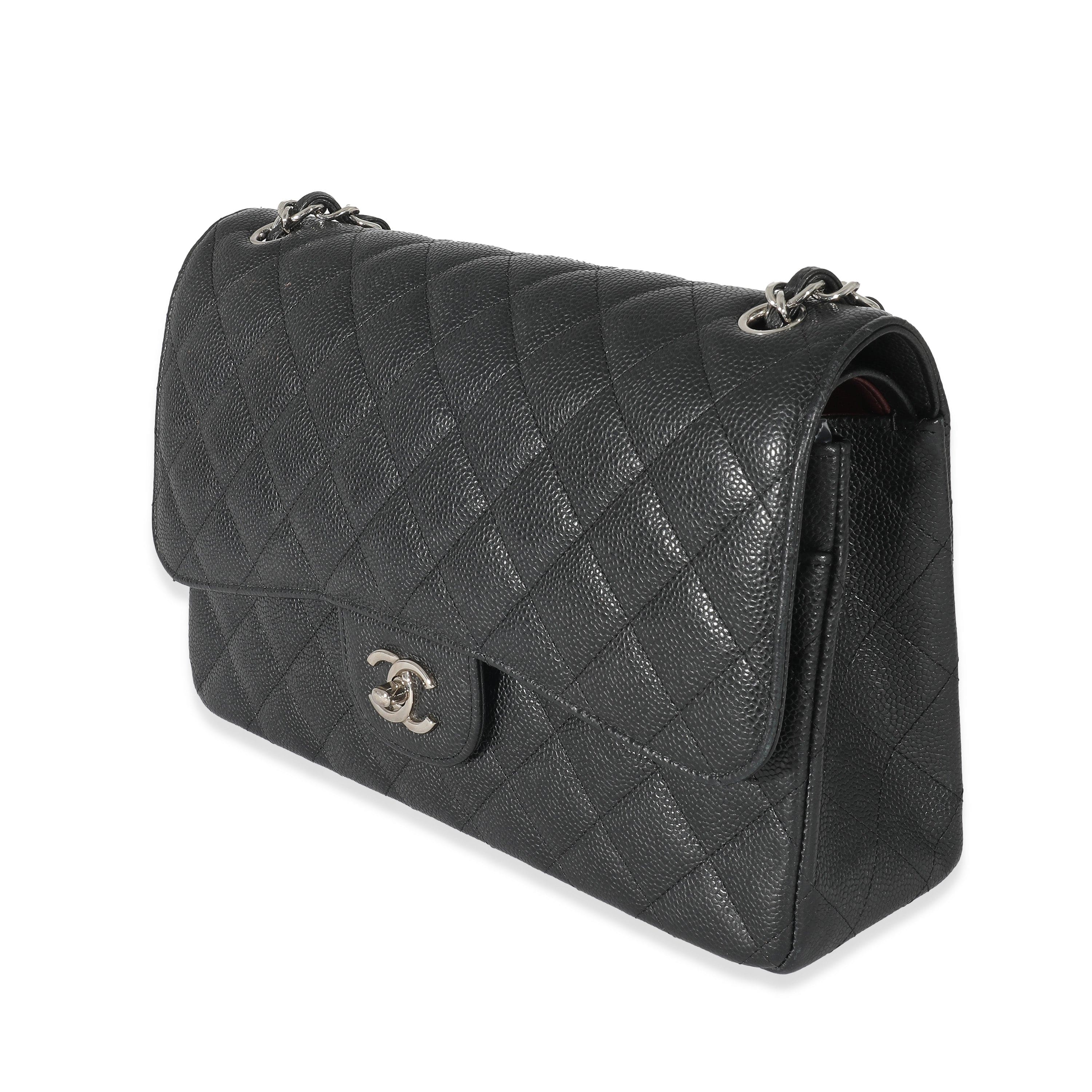 Chanel Chanel Black Quilted Caviar Jumbo Double Flap Bag