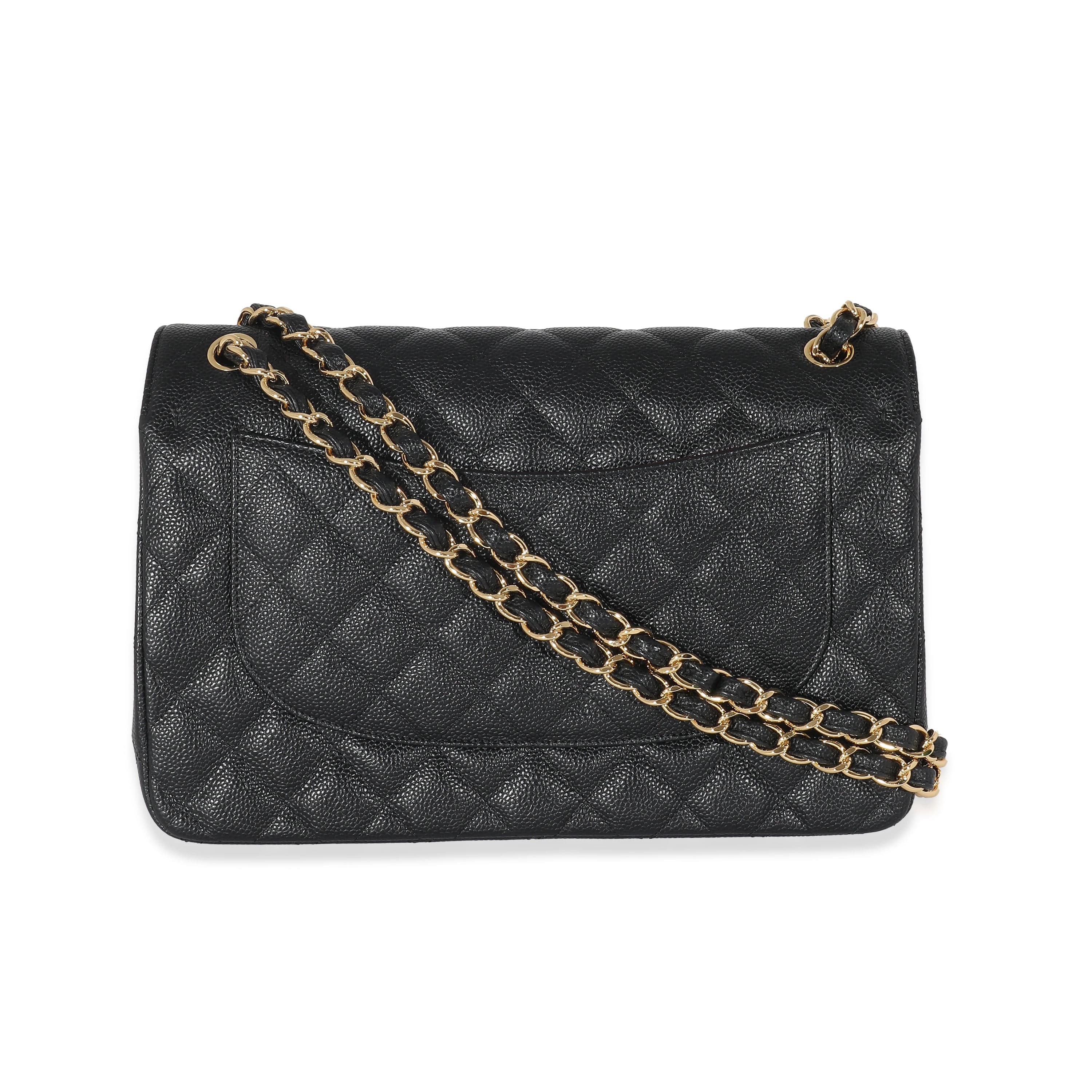 Chanel Chanel Black Quilted Caviar Jumbo Double Flap Bag