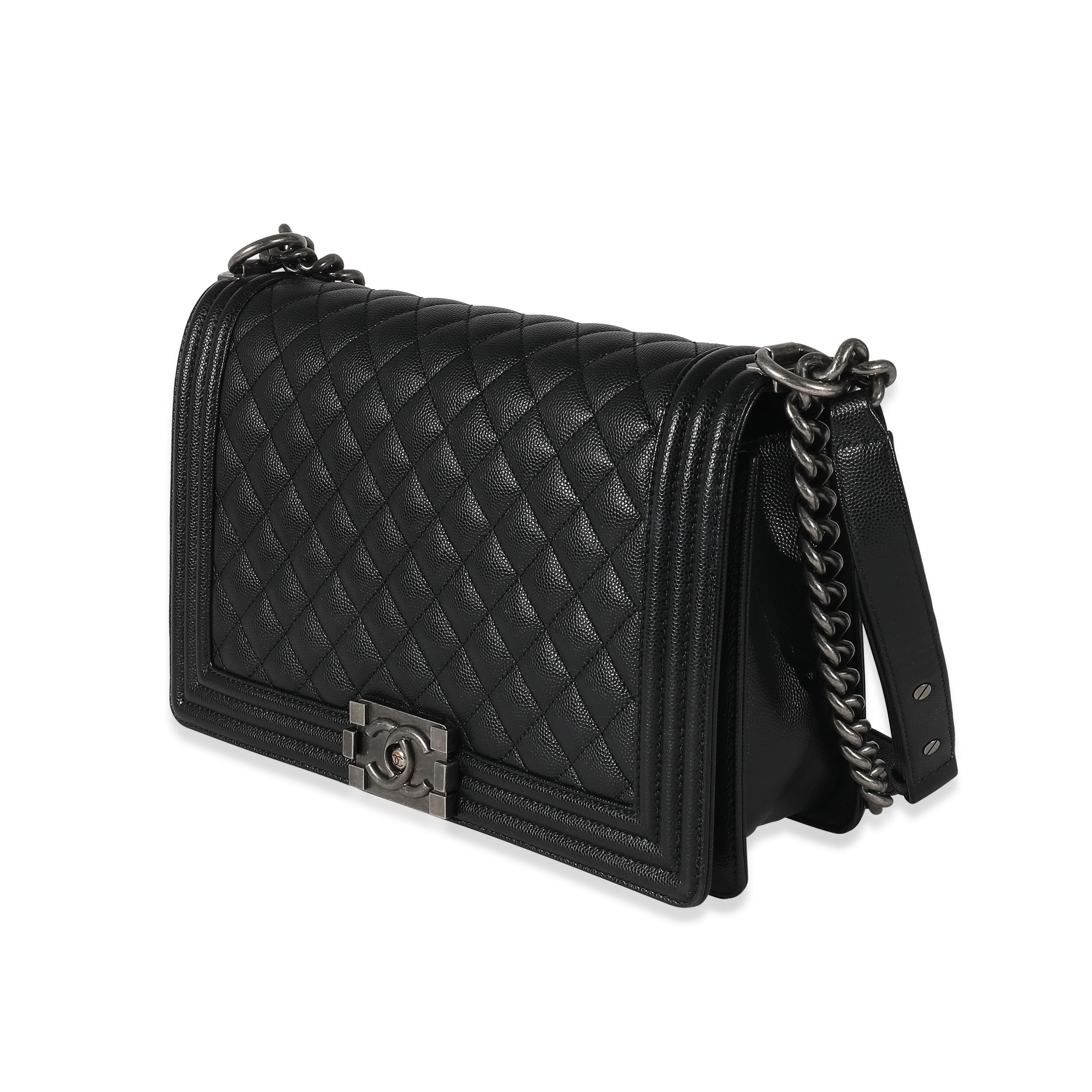 Chanel Chanel Black Quilted Caviar New Medium Boy Bag