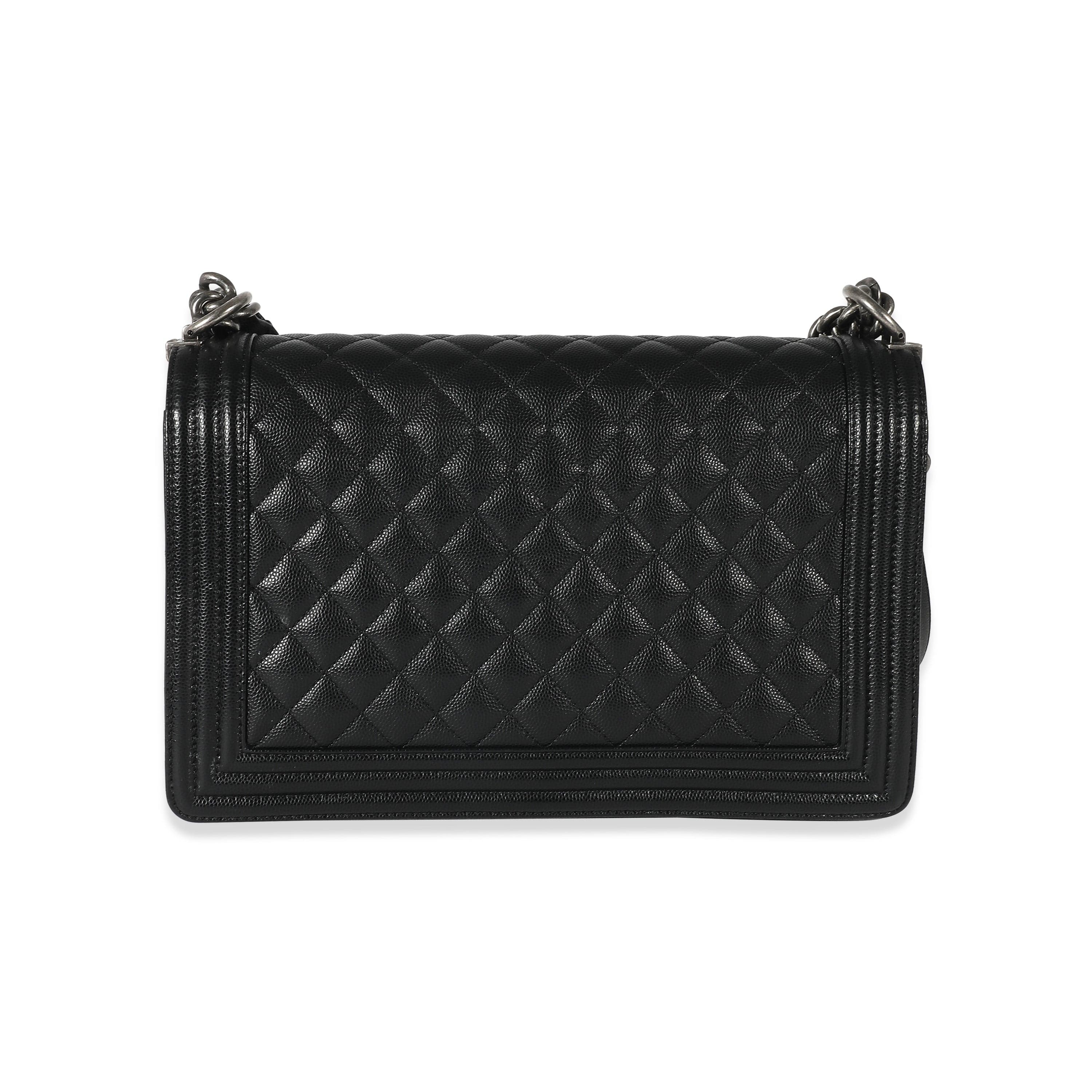 Chanel Chanel Black Quilted Caviar New Medium Boy Bag