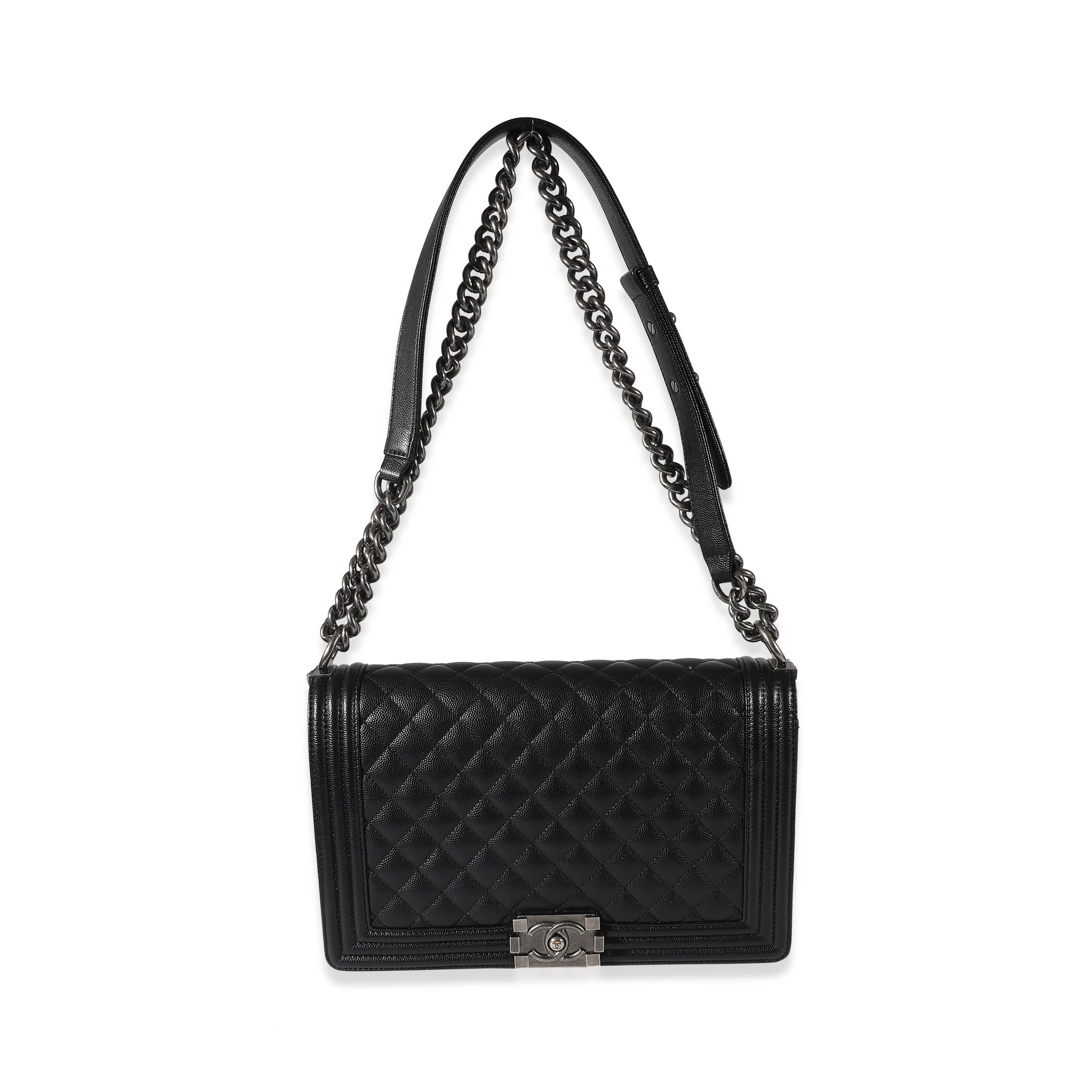 Chanel Chanel Black Quilted Caviar New Medium Boy Bag