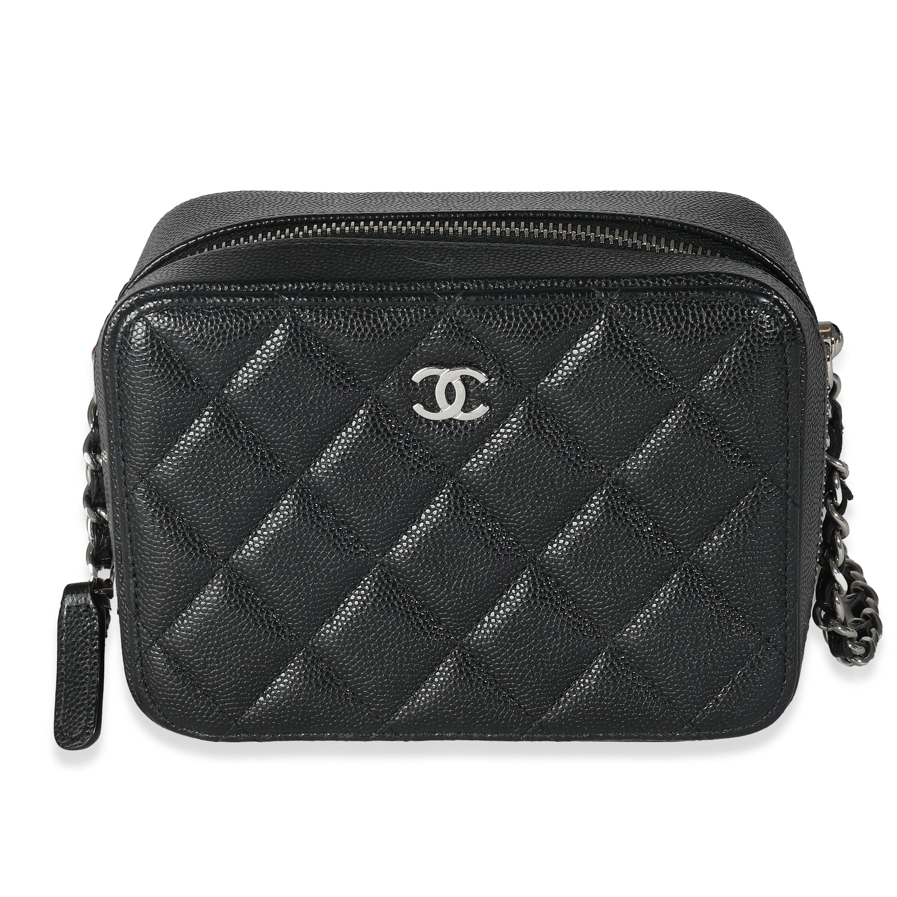 Chanel Chanel Black Quilted Caviar Square Zip Around Camera Bag