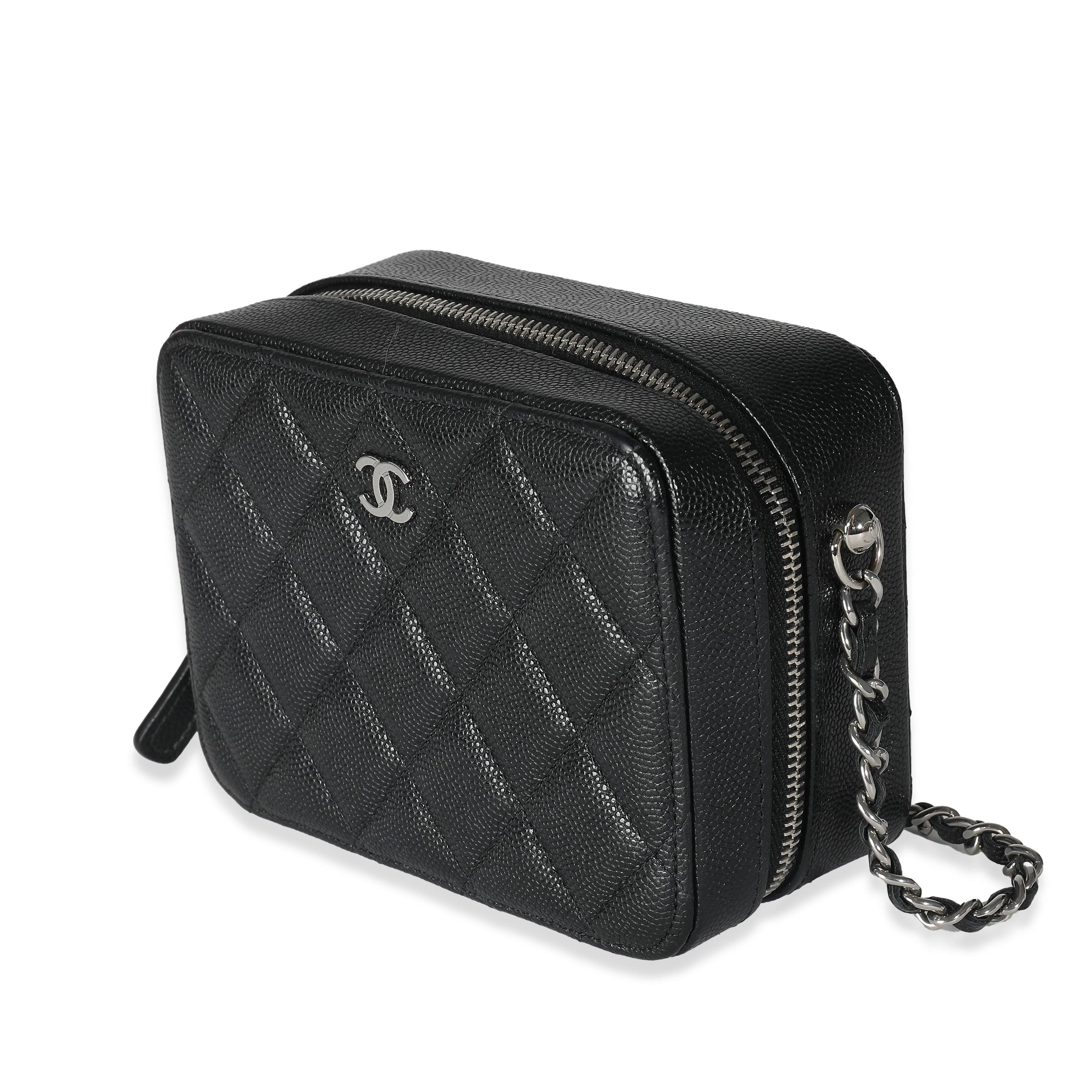 Chanel Chanel Black Quilted Caviar Square Zip Around Camera Bag