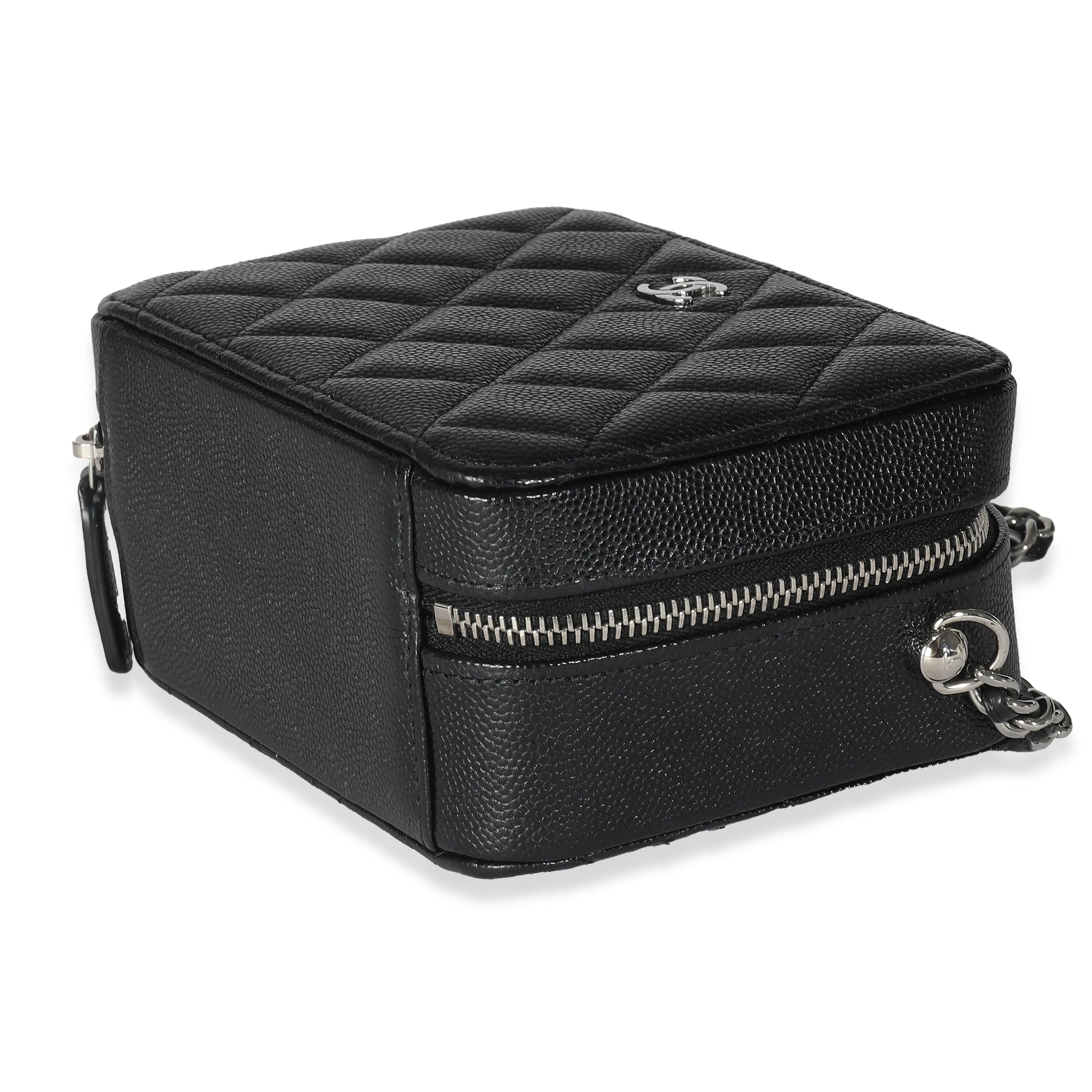 Chanel Chanel Black Quilted Caviar Square Zip Around Camera Bag