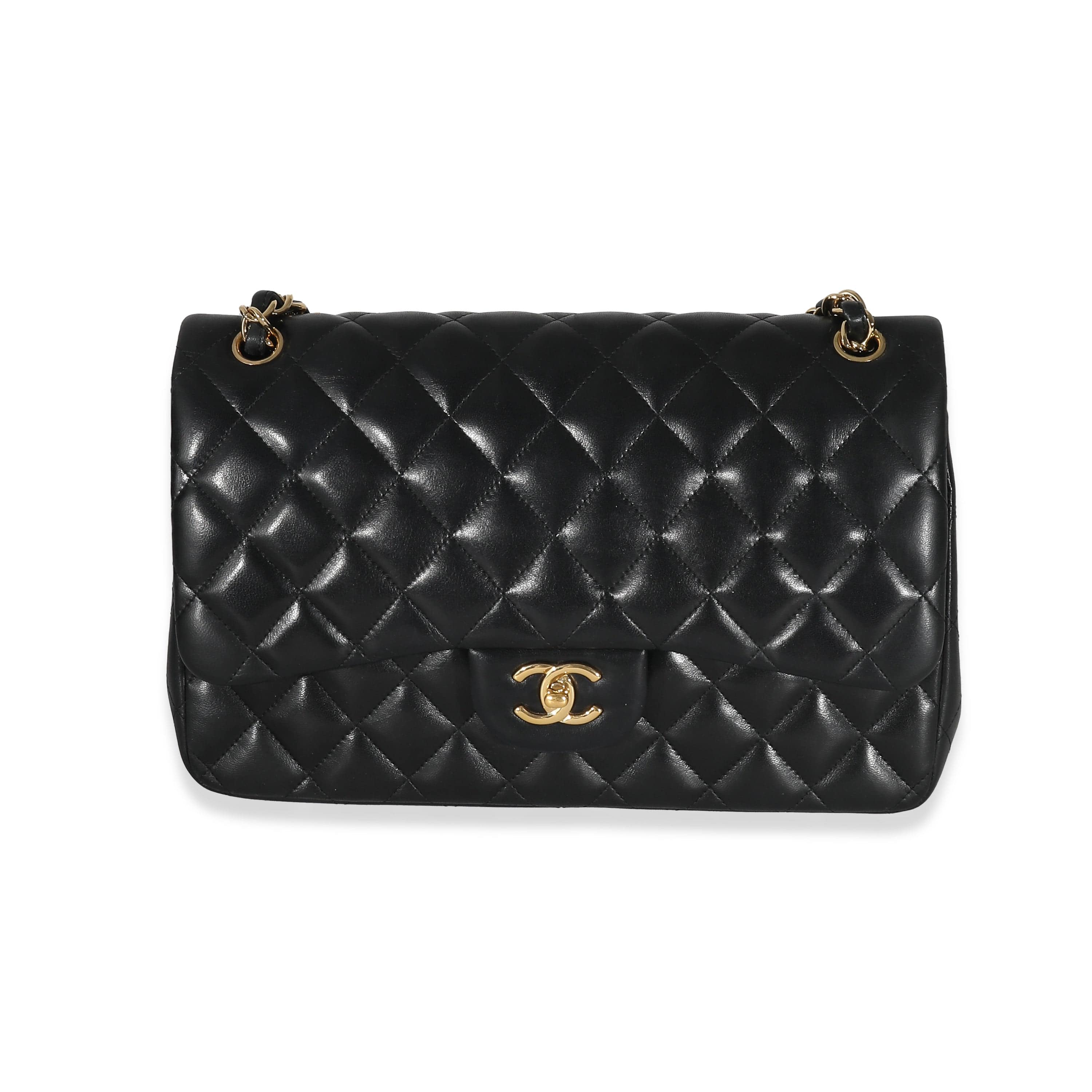 Chanel Chanel Black Quilted Lambskin Jumbo Double Flap Bag