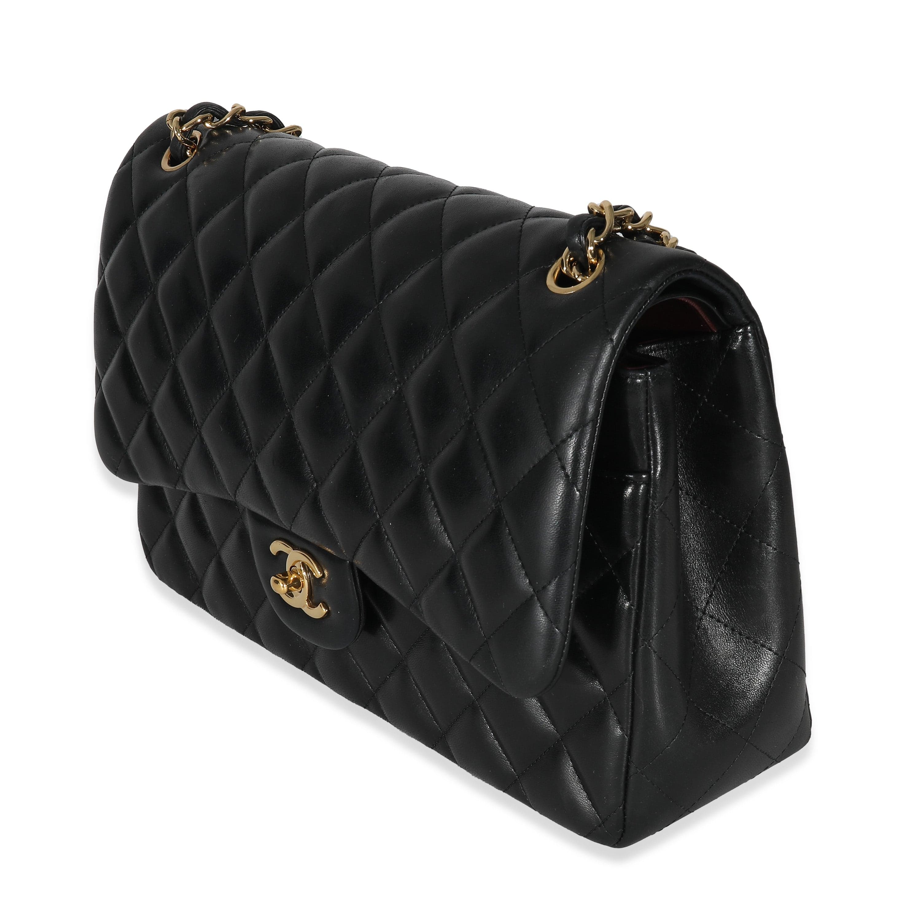 Chanel Chanel Black Quilted Lambskin Jumbo Double Flap Bag