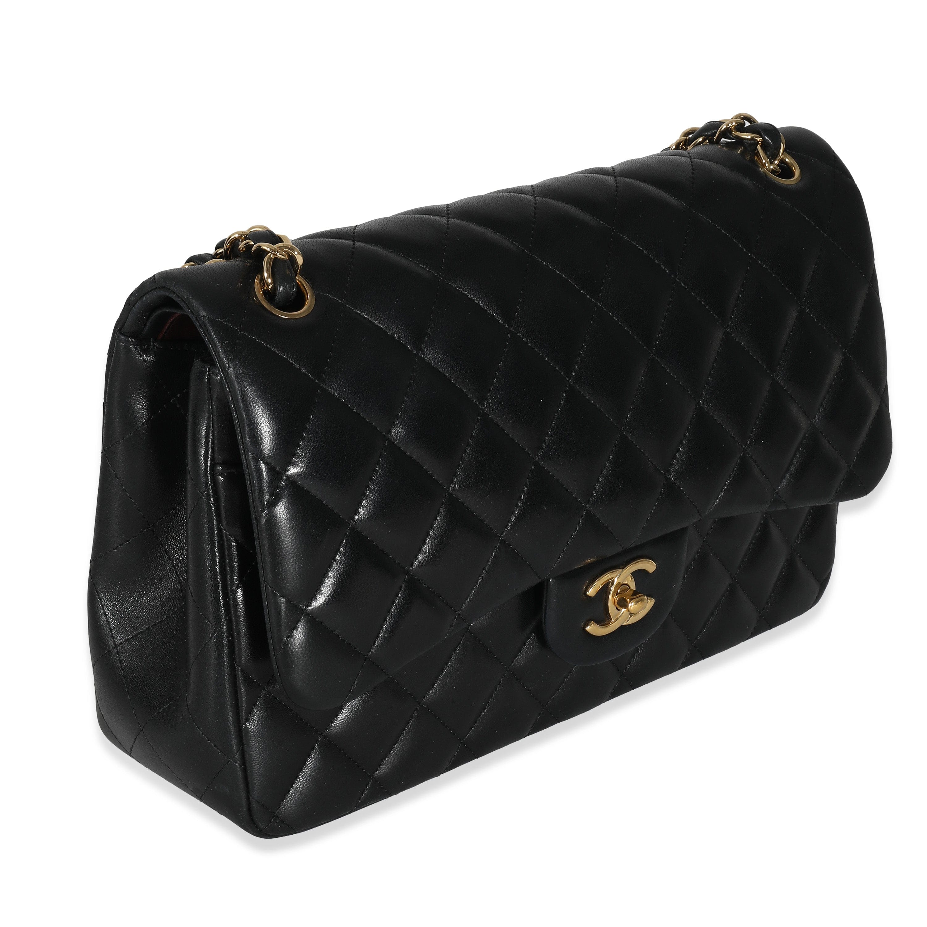 Chanel Chanel Black Quilted Lambskin Jumbo Double Flap Bag