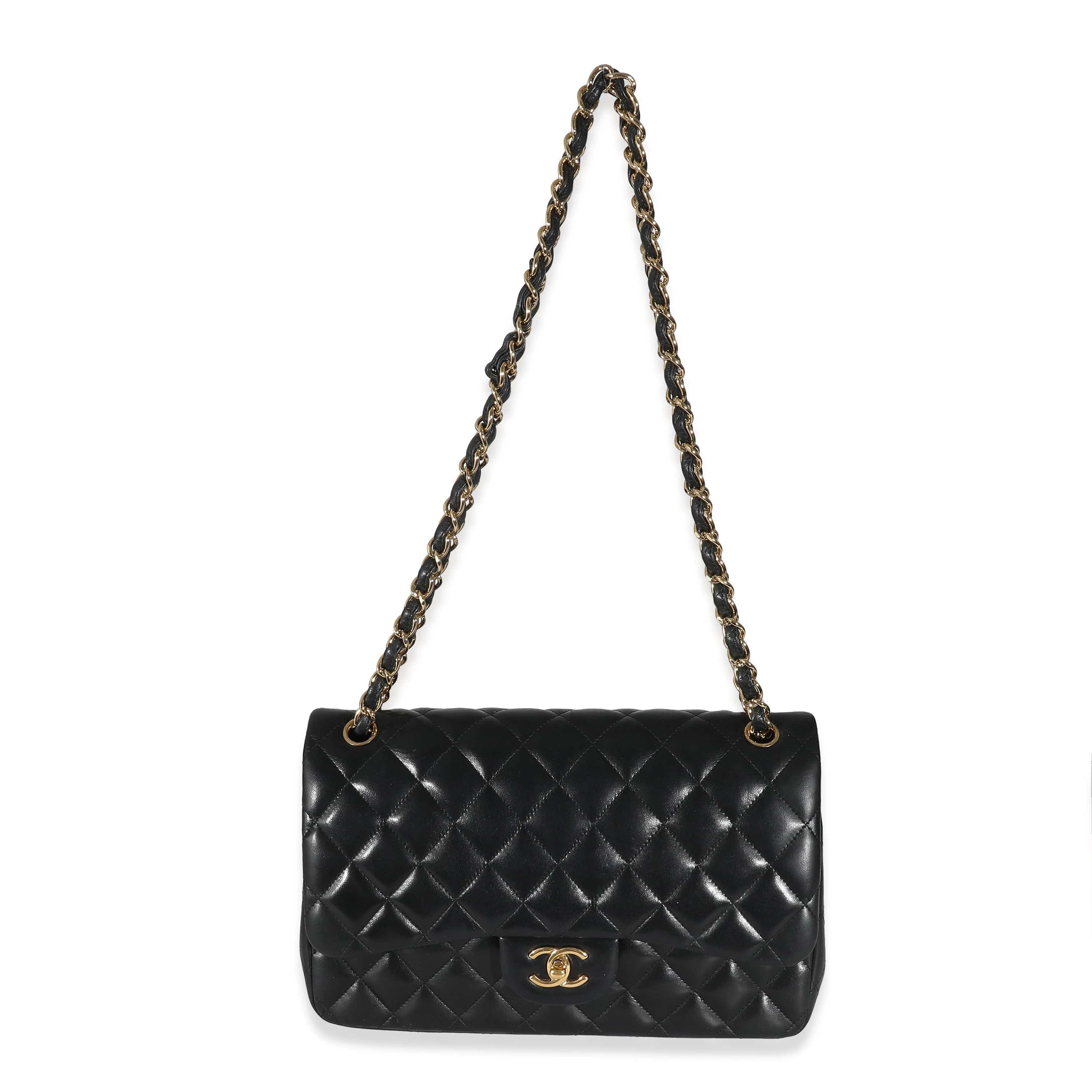 Chanel Chanel Black Quilted Lambskin Jumbo Double Flap Bag