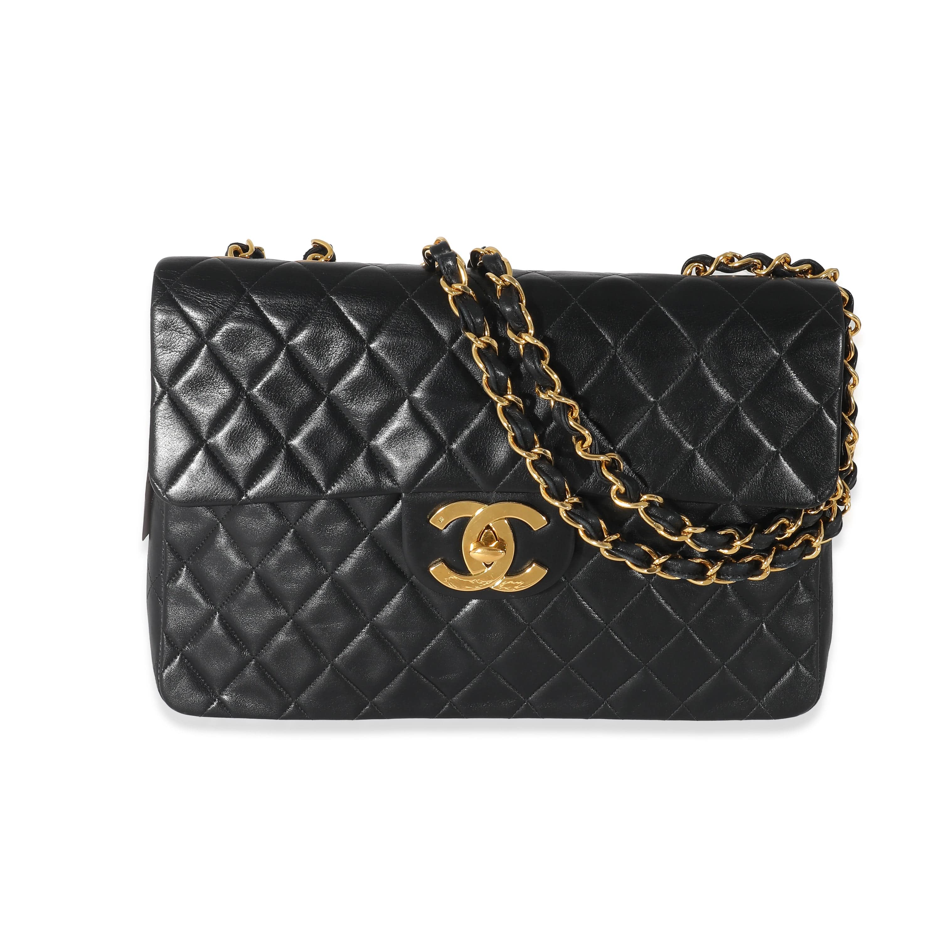 Chanel Chanel Black Quilted Lambskin Maxi Single Flap Bag