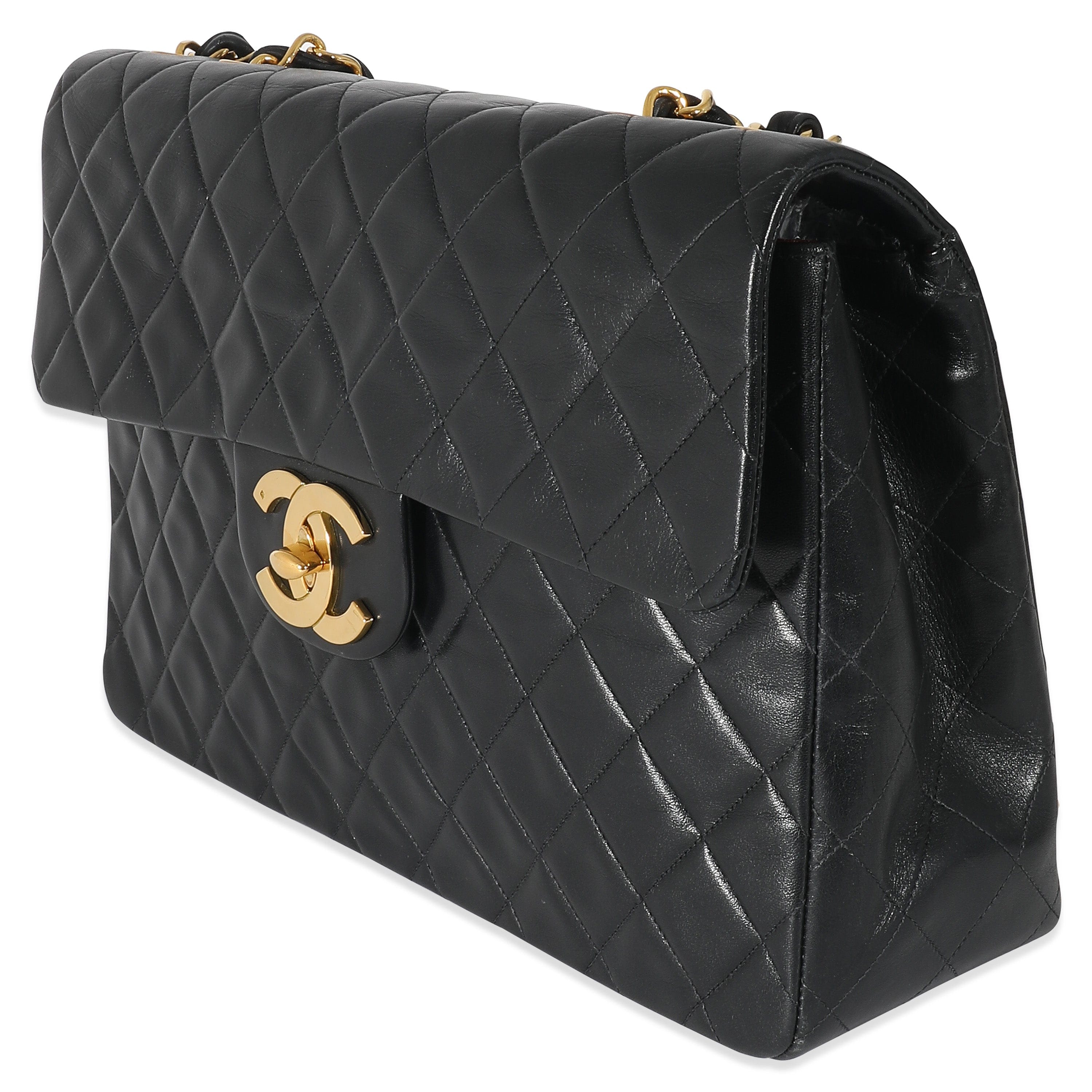 Chanel Chanel Black Quilted Lambskin Maxi Single Flap Bag