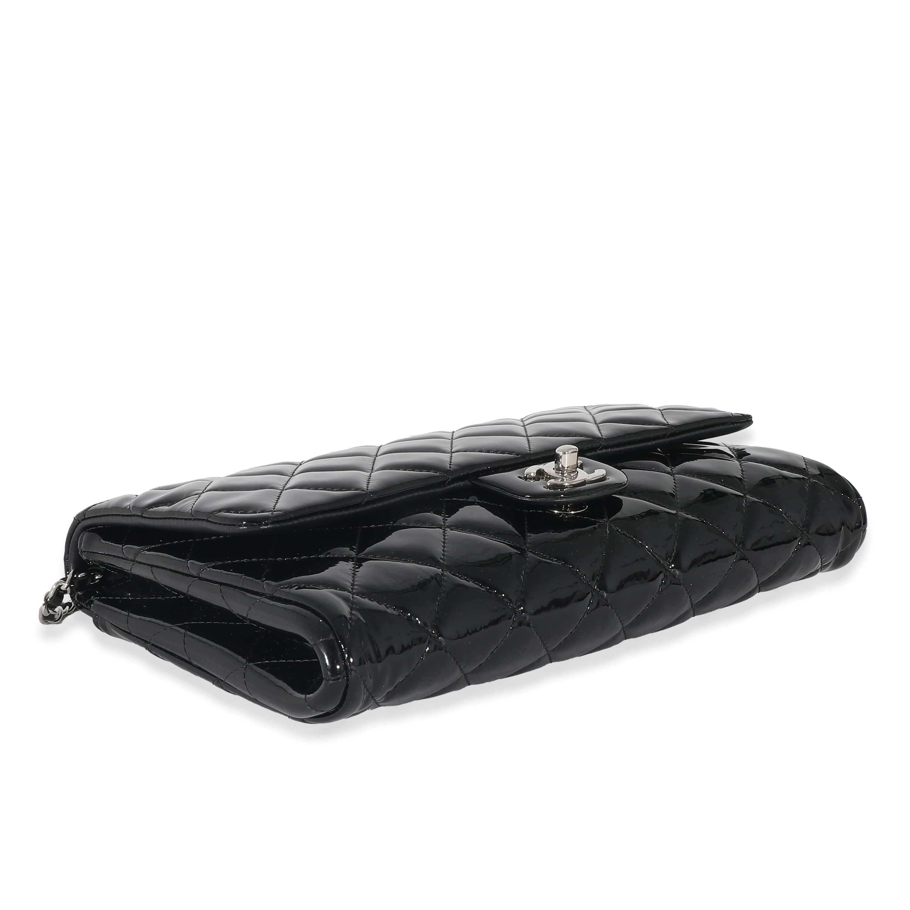 Chanel Chanel Black Quilted Patent Leather Clutch on Chain