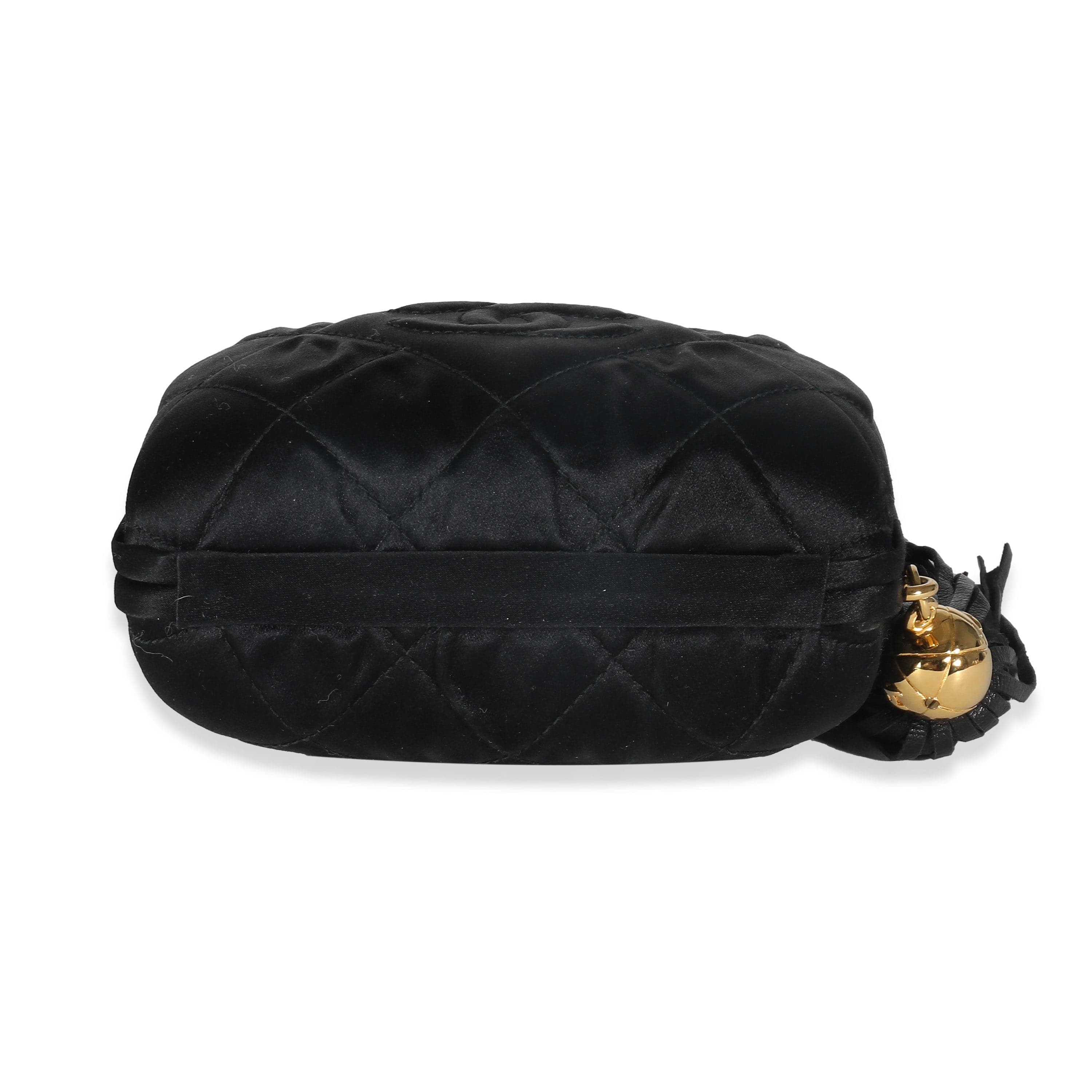 Chanel Chanel Black Quilted Satin CC Tassel Box Clutch