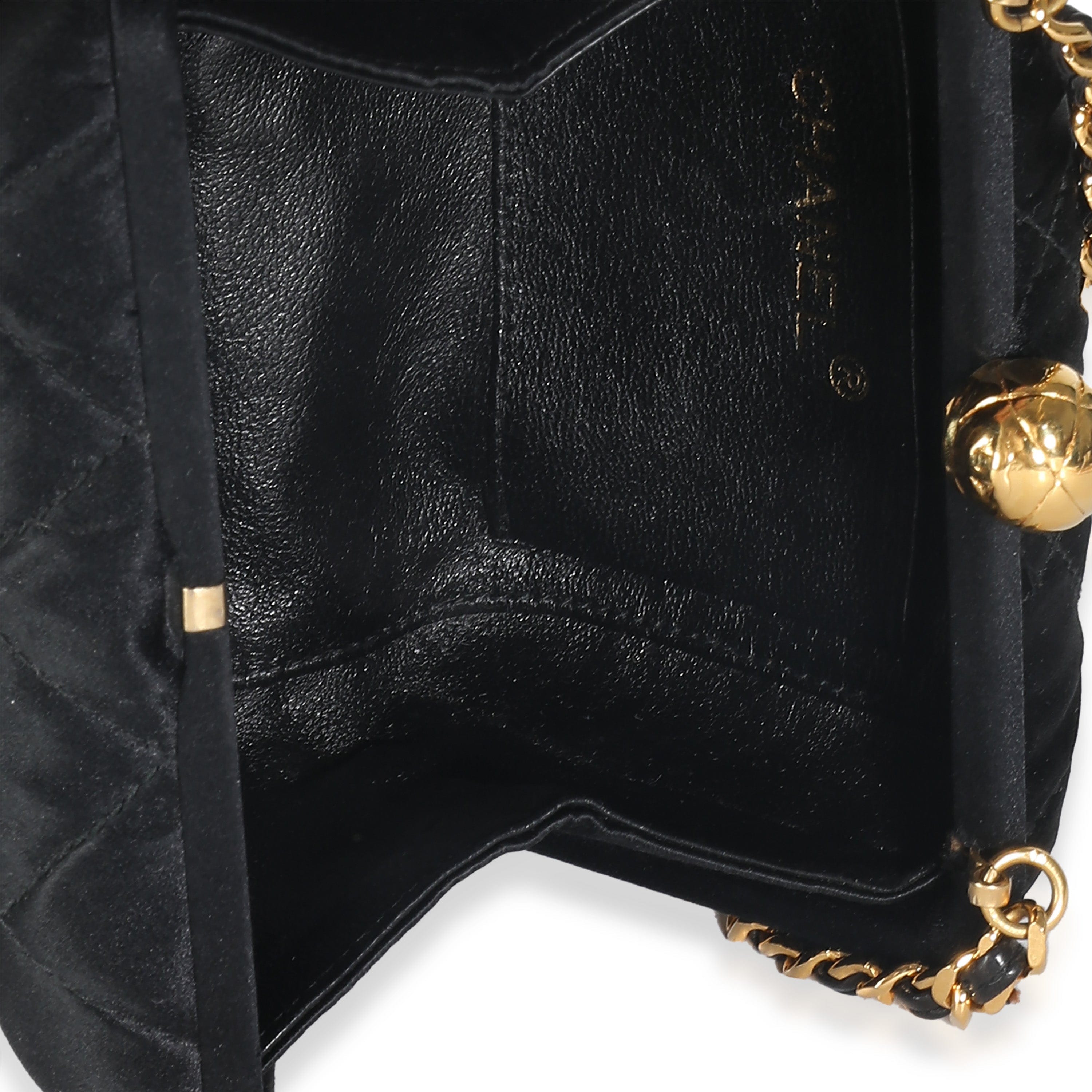 Chanel Chanel Black Quilted Satin CC Tassel Box Clutch