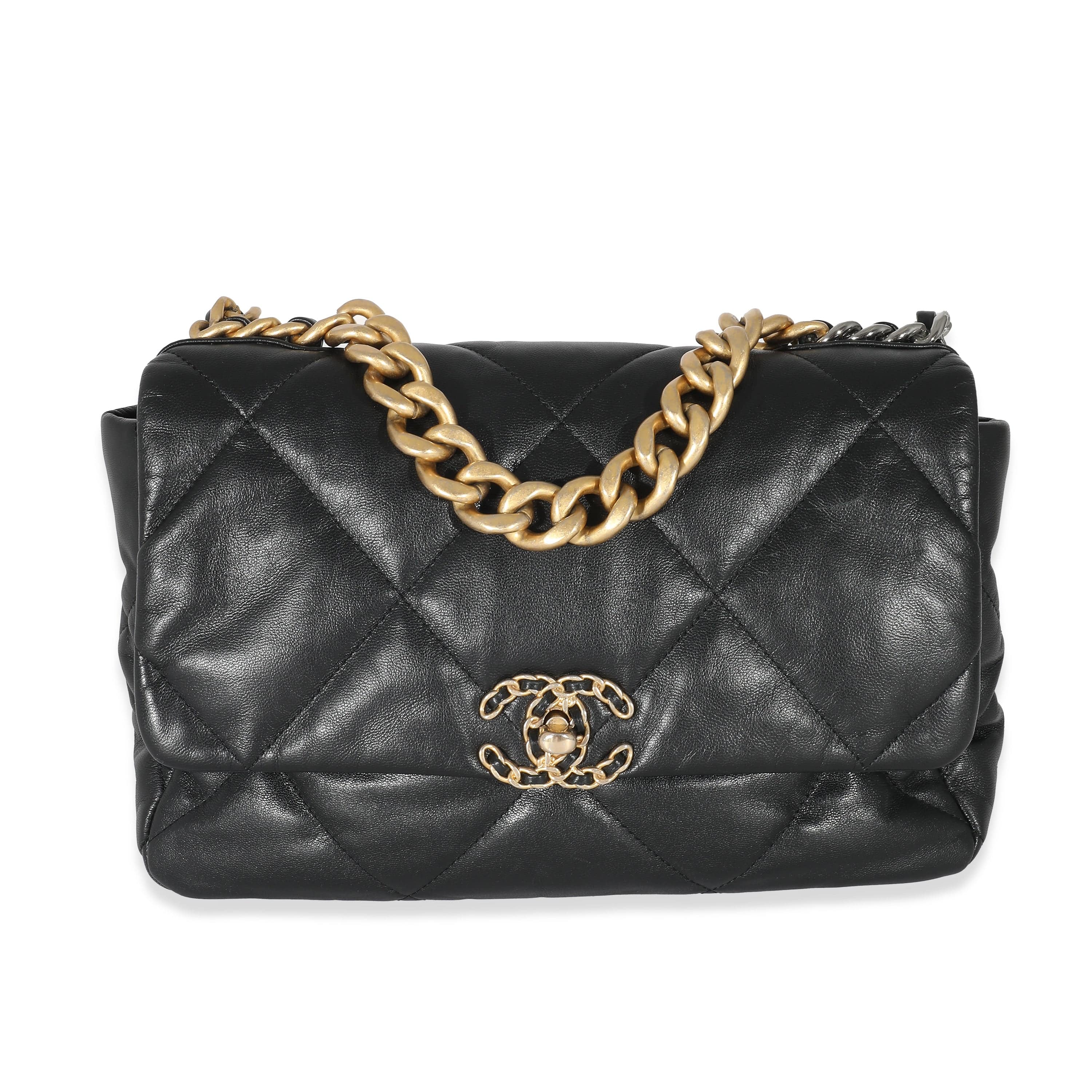 Chanel Chanel Black Shiny Lambskin Chanel 19 Flap Bag