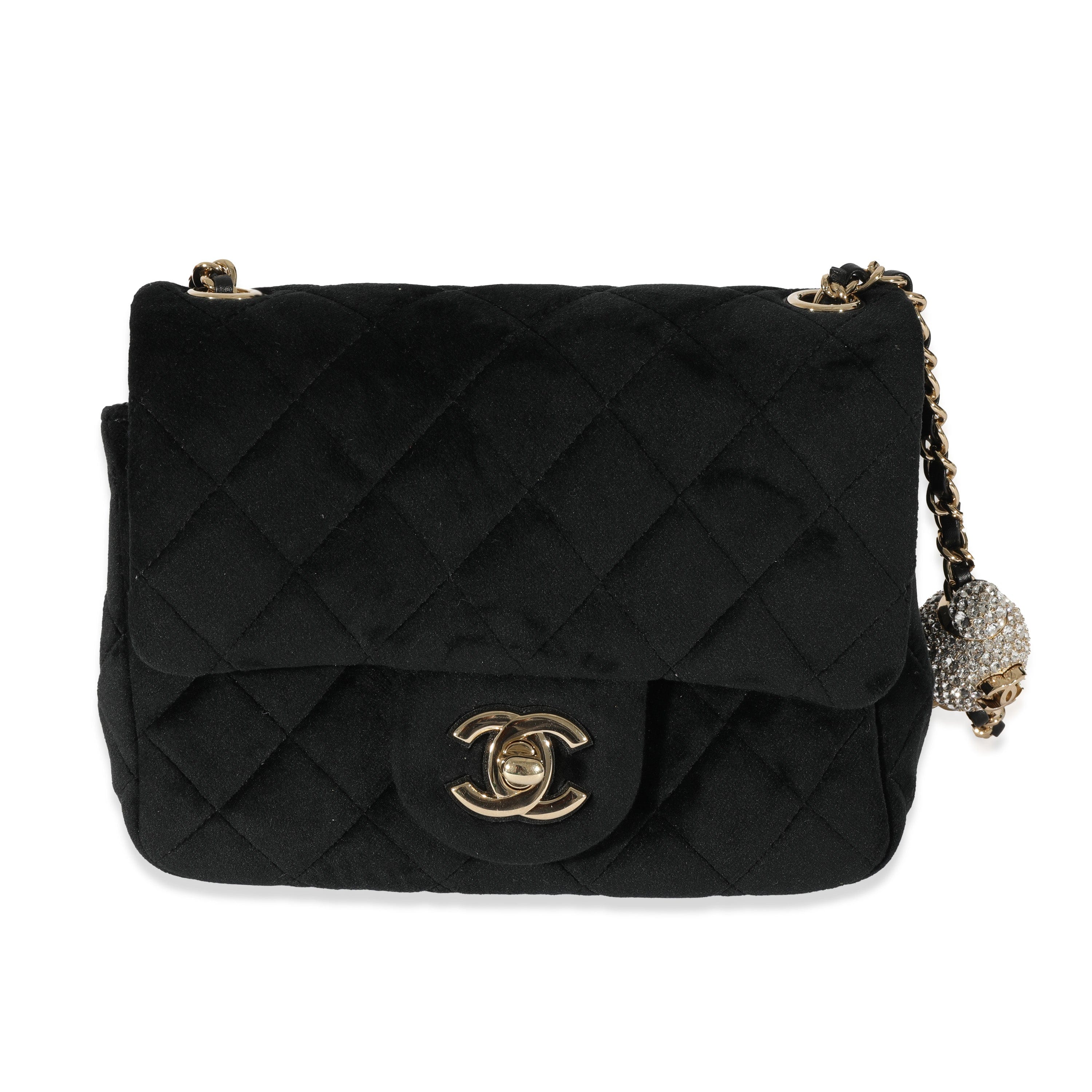 Chanel Chanel Black Velvet Pearl Crush Mini Square Flap