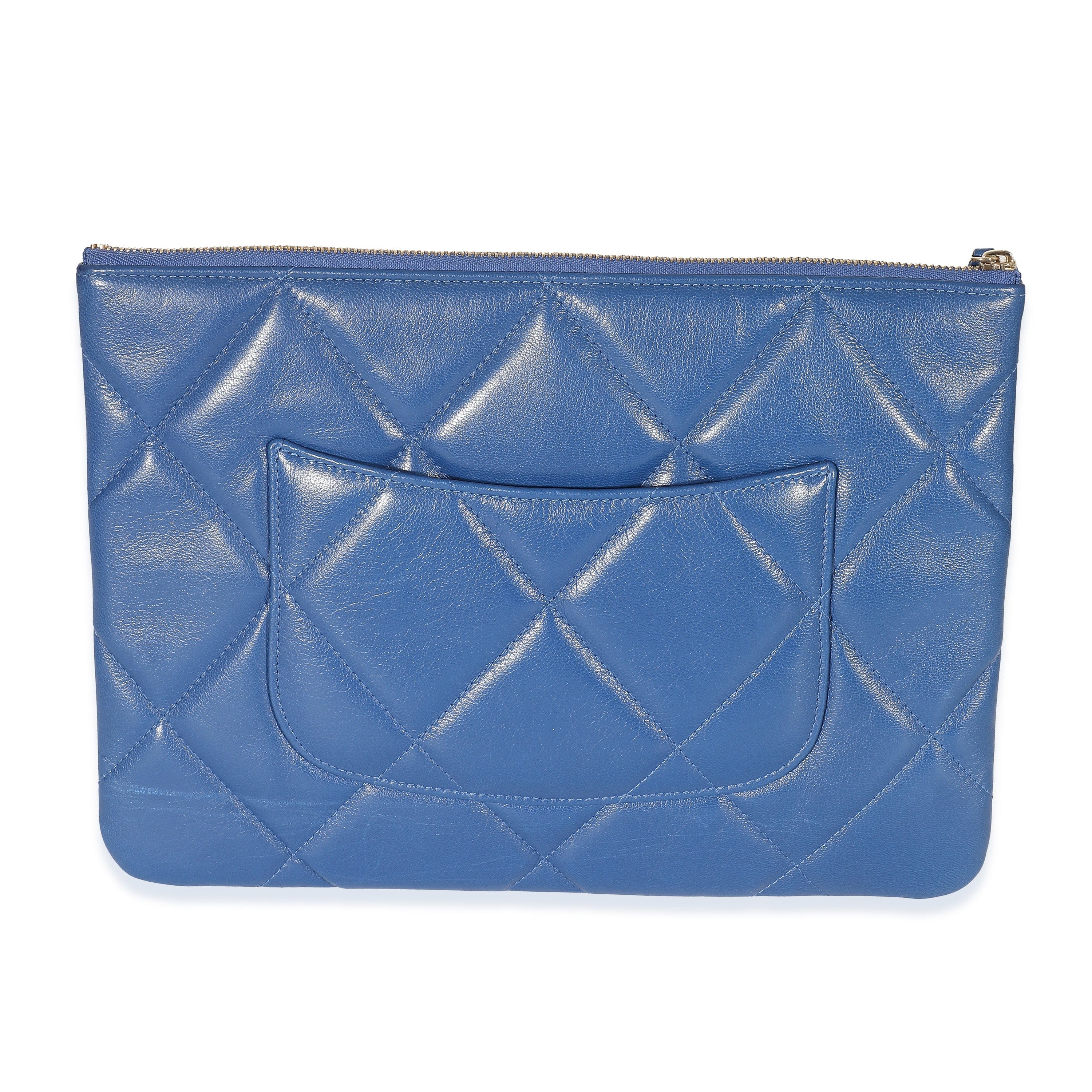 Chanel Chanel Blue Goatskin Quilted Chanel 19 Pouch