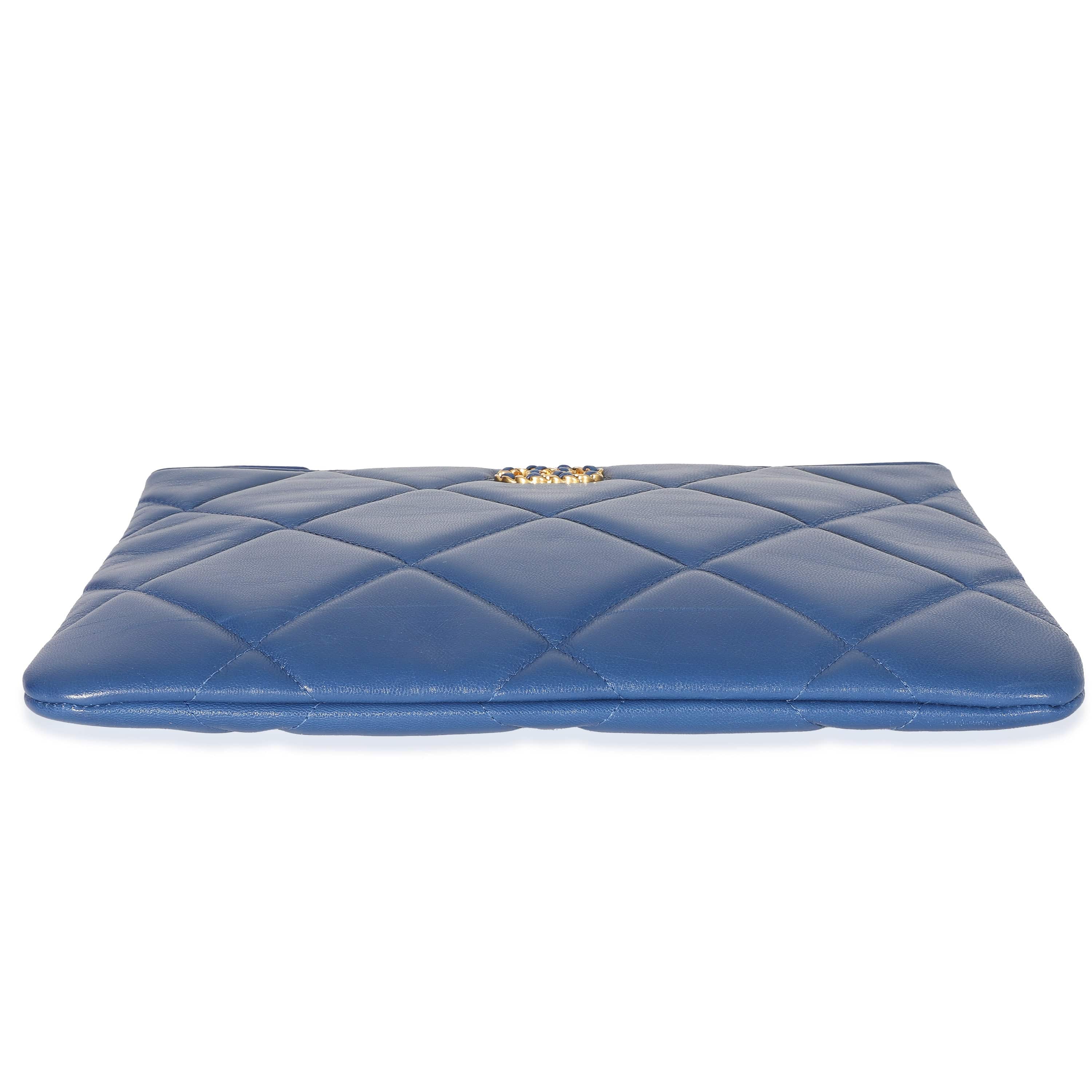 Chanel Chanel Blue Goatskin Quilted Chanel 19 Pouch