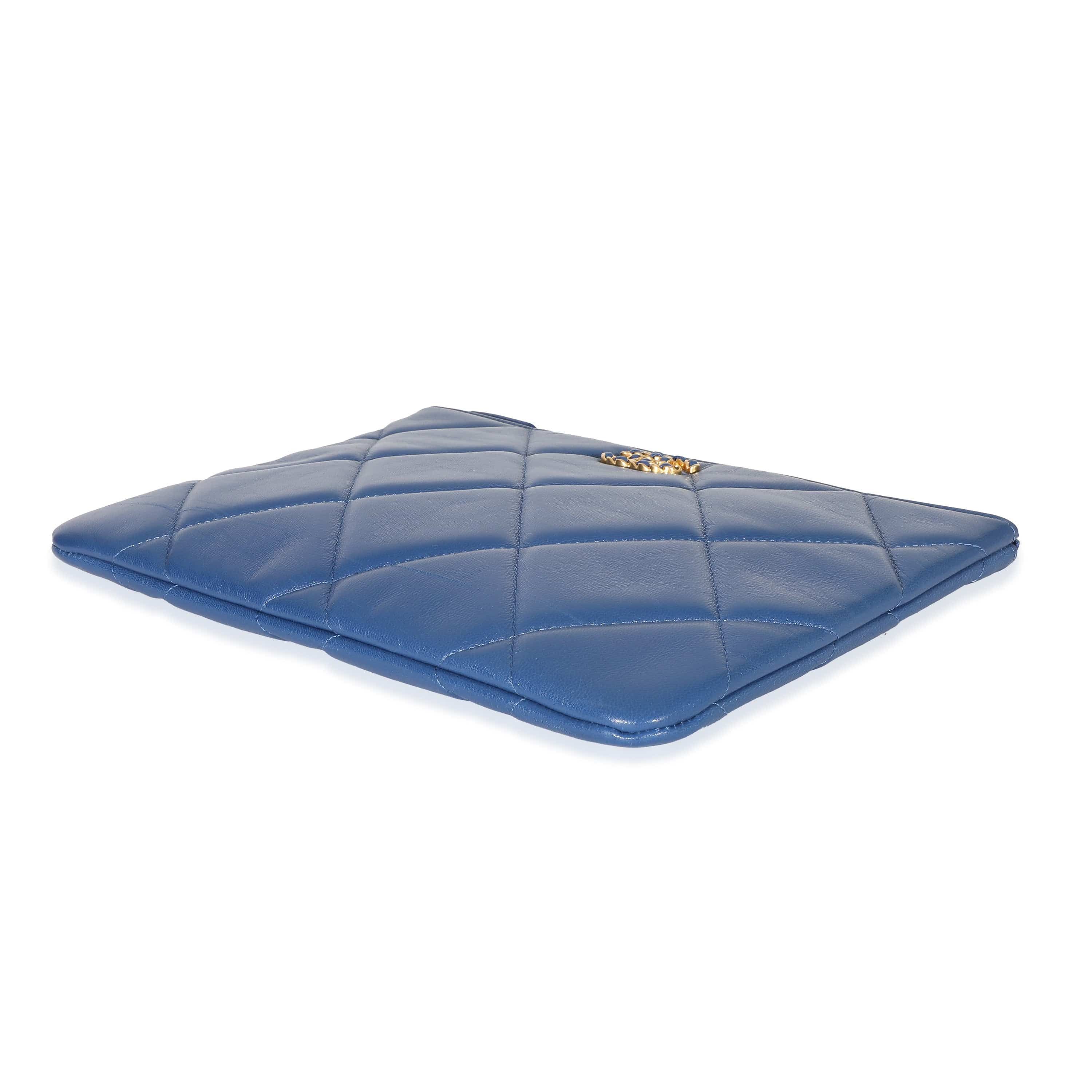 Chanel Chanel Blue Goatskin Quilted Chanel 19 Pouch