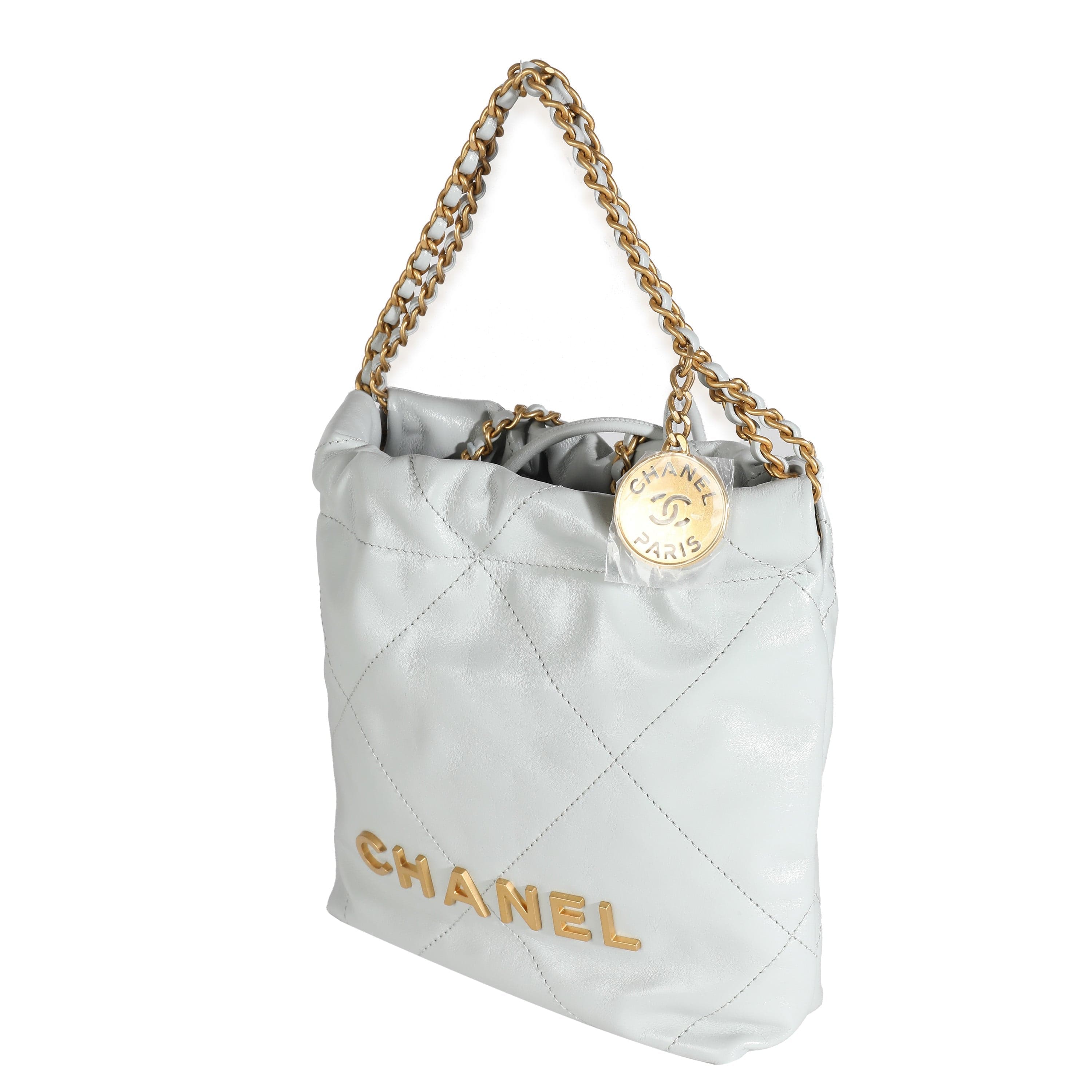 Chanel Chanel Blue Shiny Quilted Calfskin Mini 22 Hobo