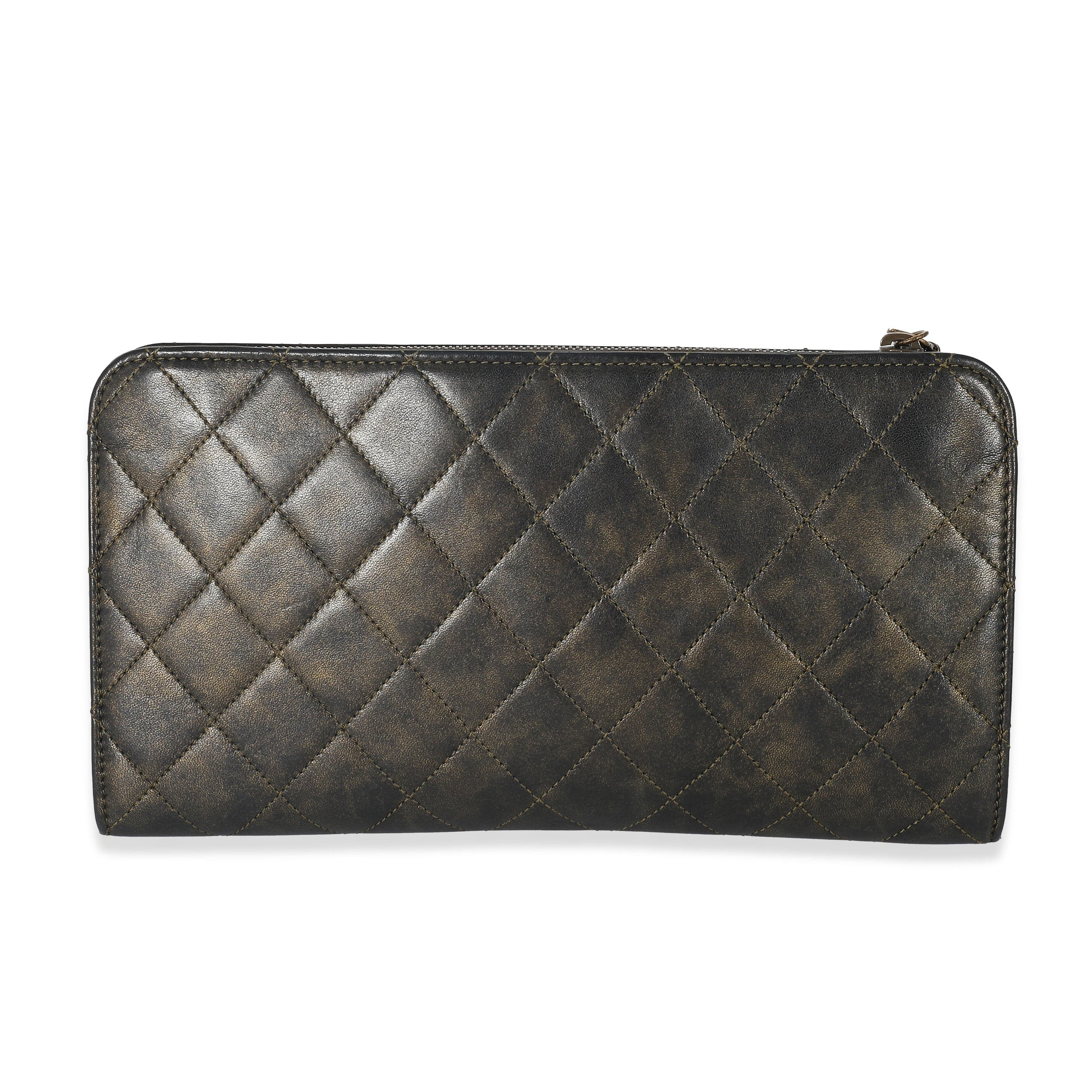 Chanel Chanel Bronze Metallic Quilted Calfskin Chain CC Wristlet Clutch