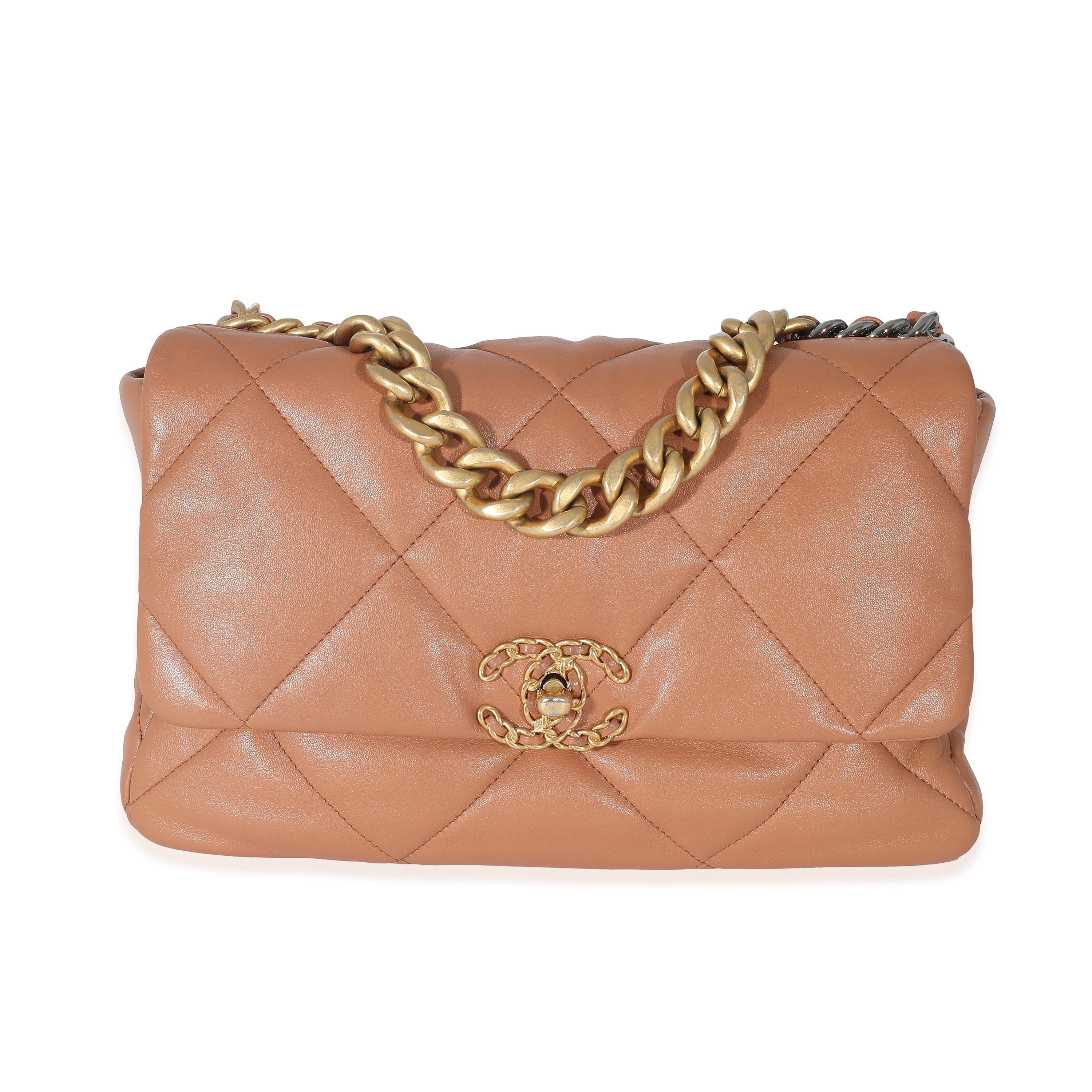 Chanel Chanel Brown Lambskin Medium Chanel 19 Flap Bag