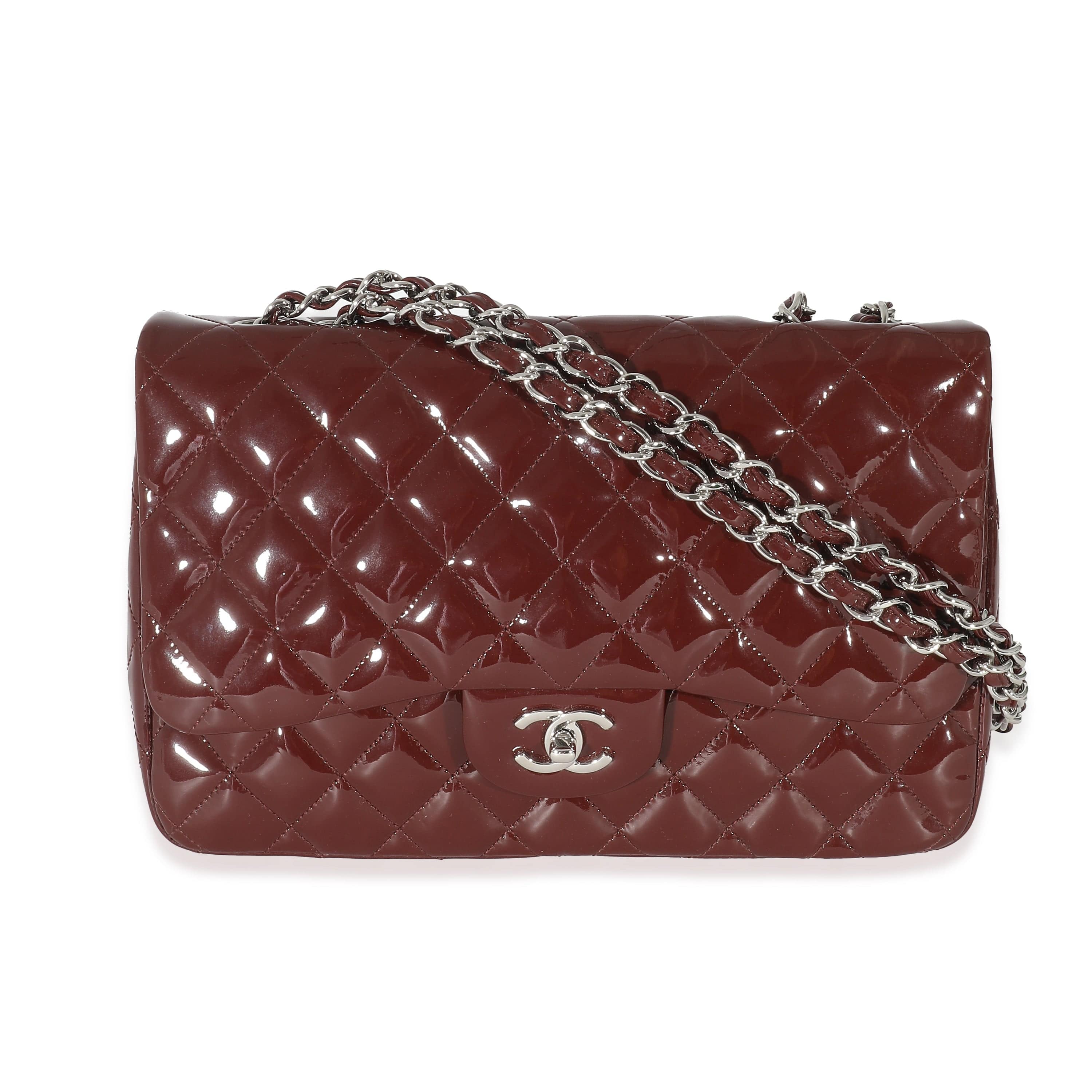 Chanel Chanel Burgundy Patent Jumbo Single Flap Bag