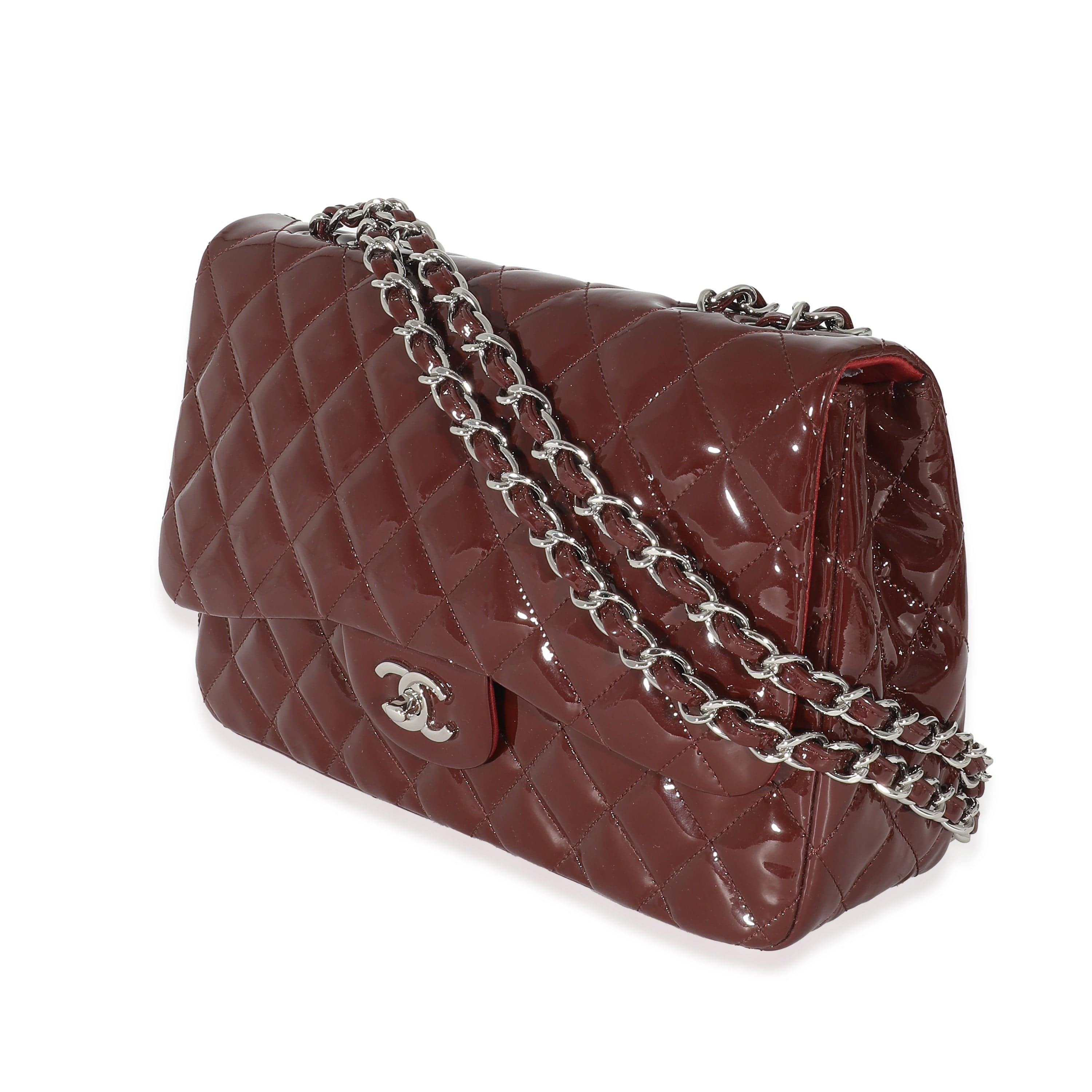 Chanel Chanel Burgundy Patent Jumbo Single Flap Bag