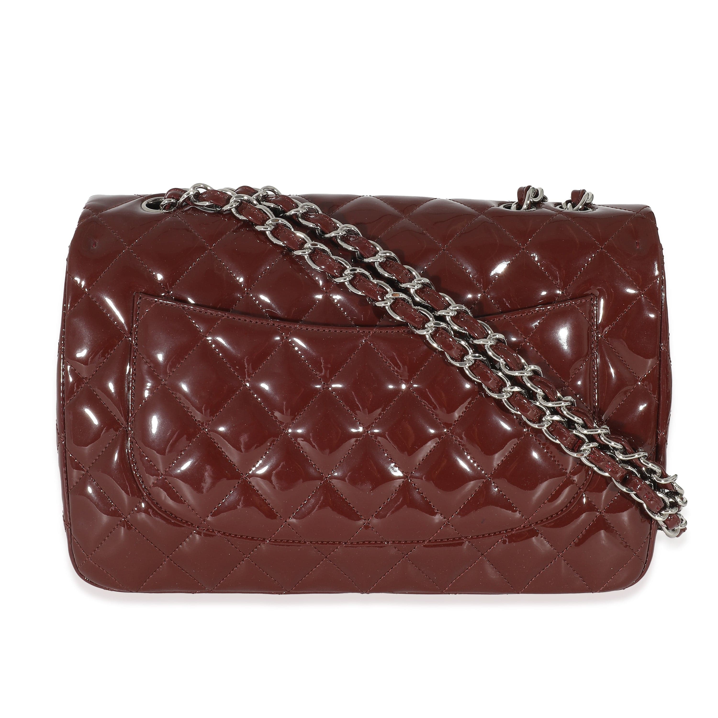 Chanel Chanel Burgundy Patent Jumbo Single Flap Bag