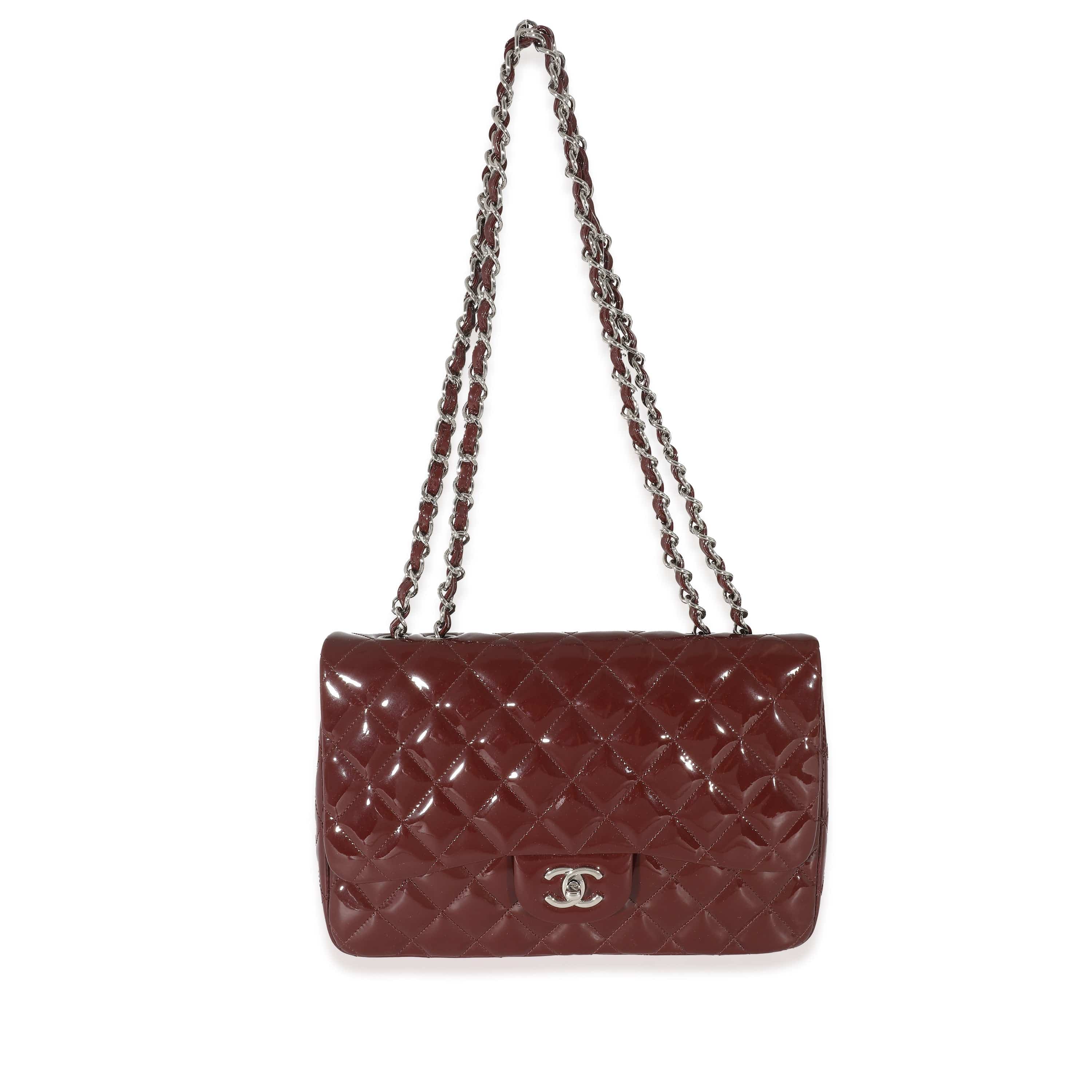 Chanel Chanel Burgundy Patent Jumbo Single Flap Bag