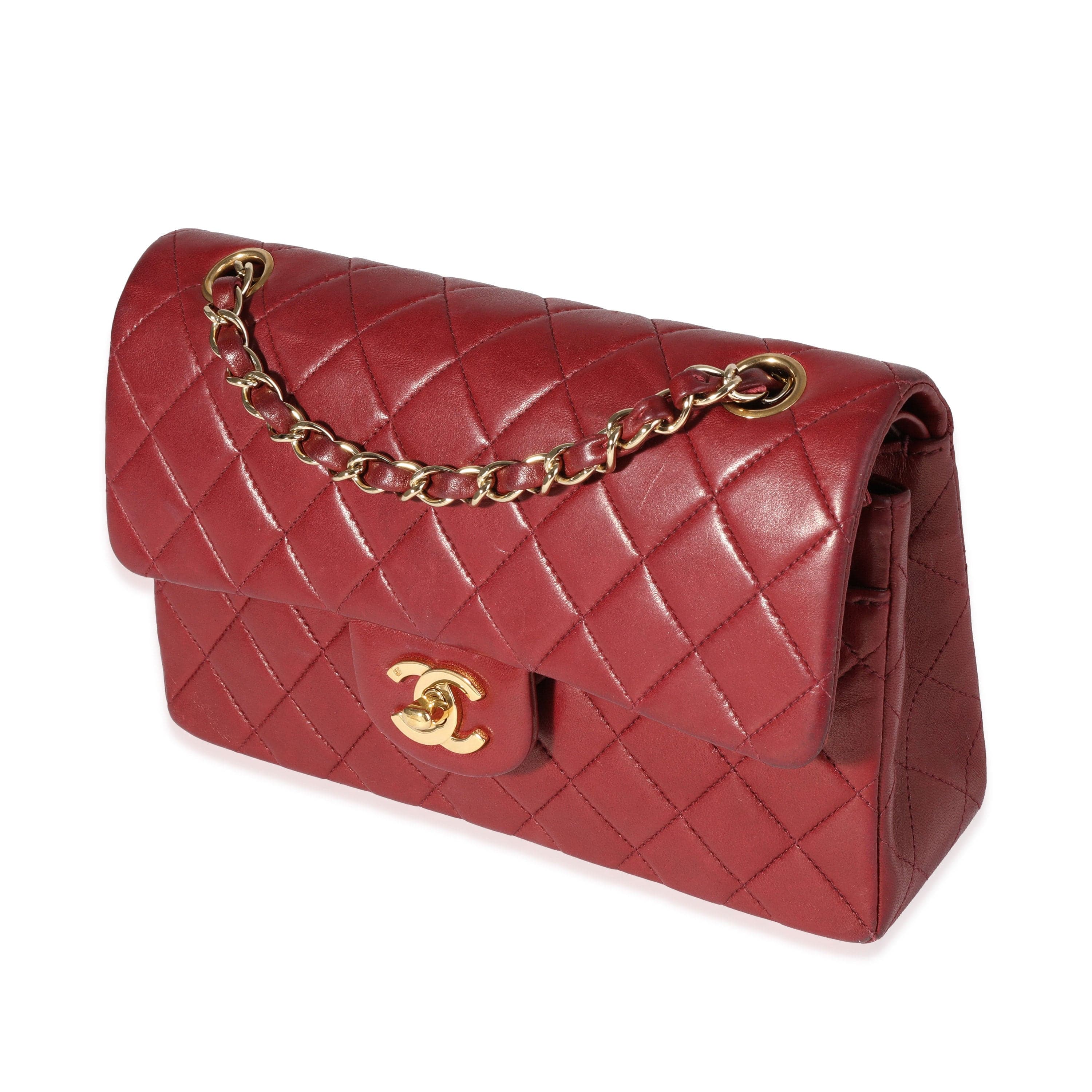 Chanel Chanel Burgundy Quilted Lambskin Small Classic Double Flap Bag