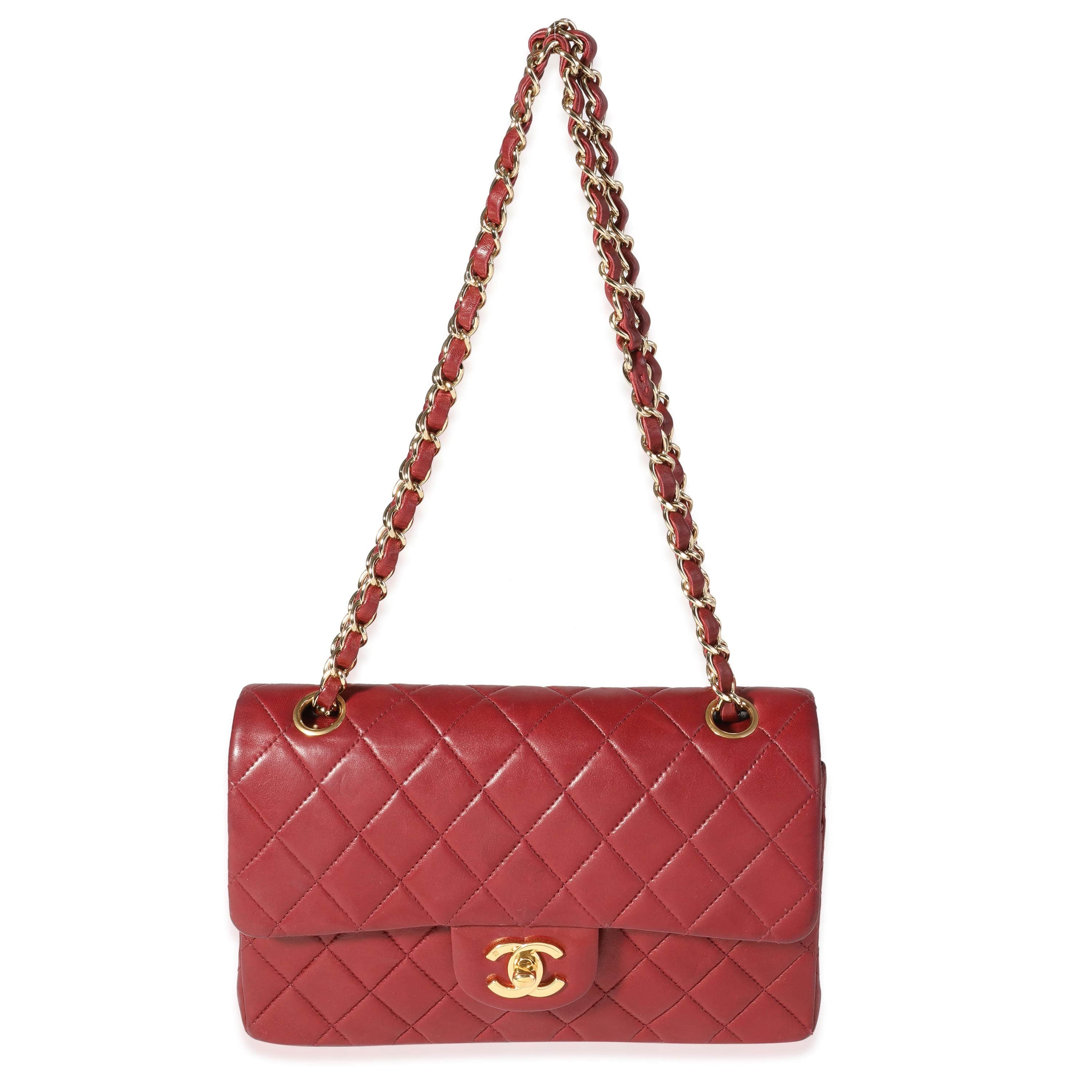 Chanel Chanel Burgundy Quilted Lambskin Small Classic Double Flap Bag