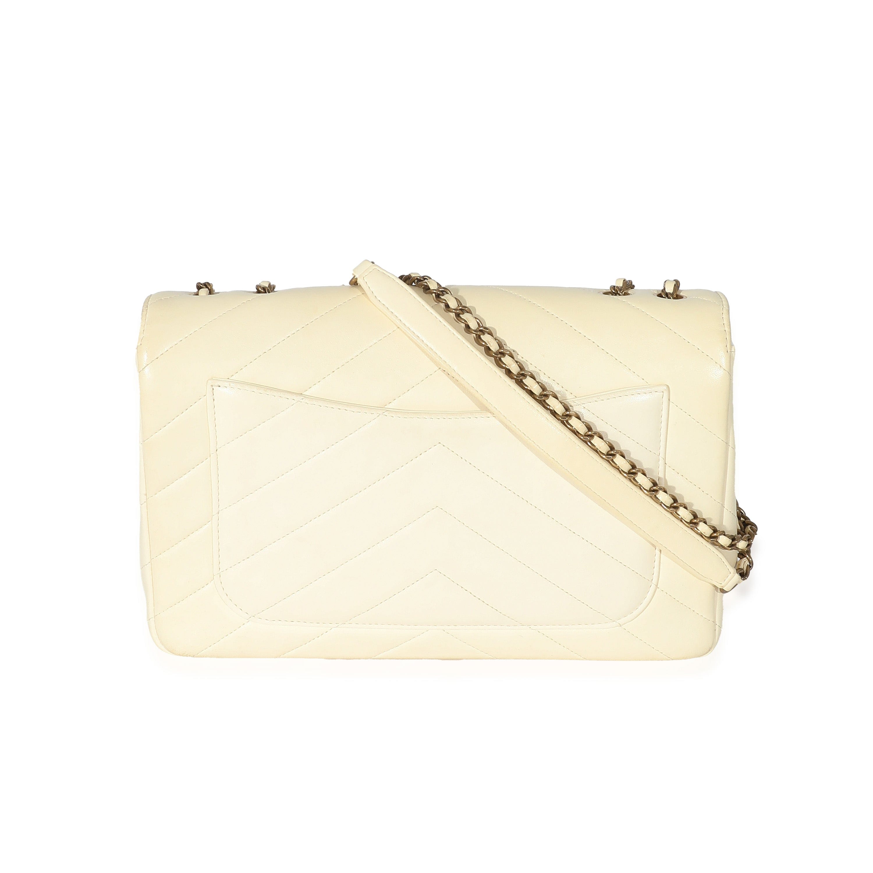 Chanel Chanel Cream Chevron Lambskin Coco Envelope Flap Bag