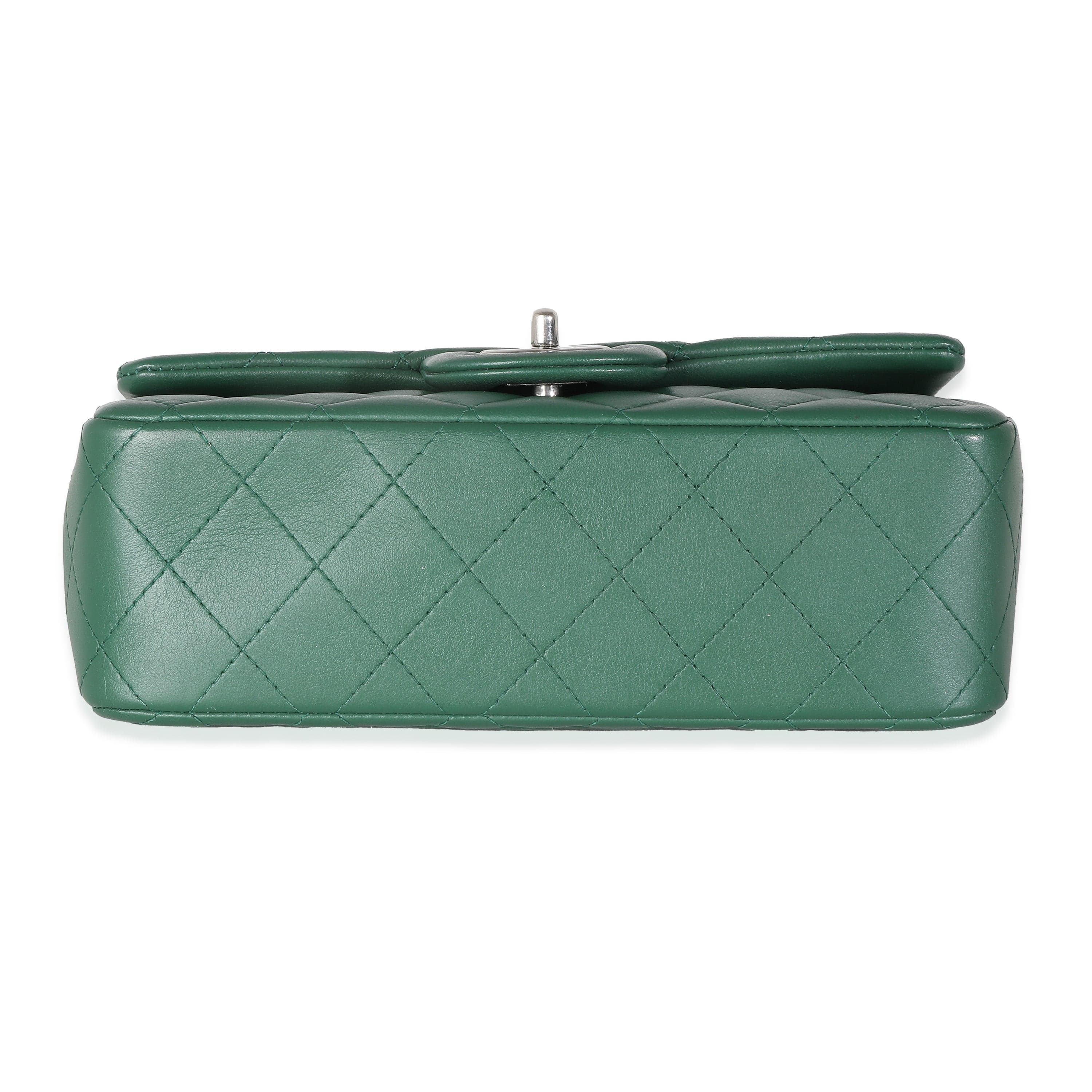 Chanel Chanel Dark Green Quilted Lambskin Mini Rectangular Flap Bag