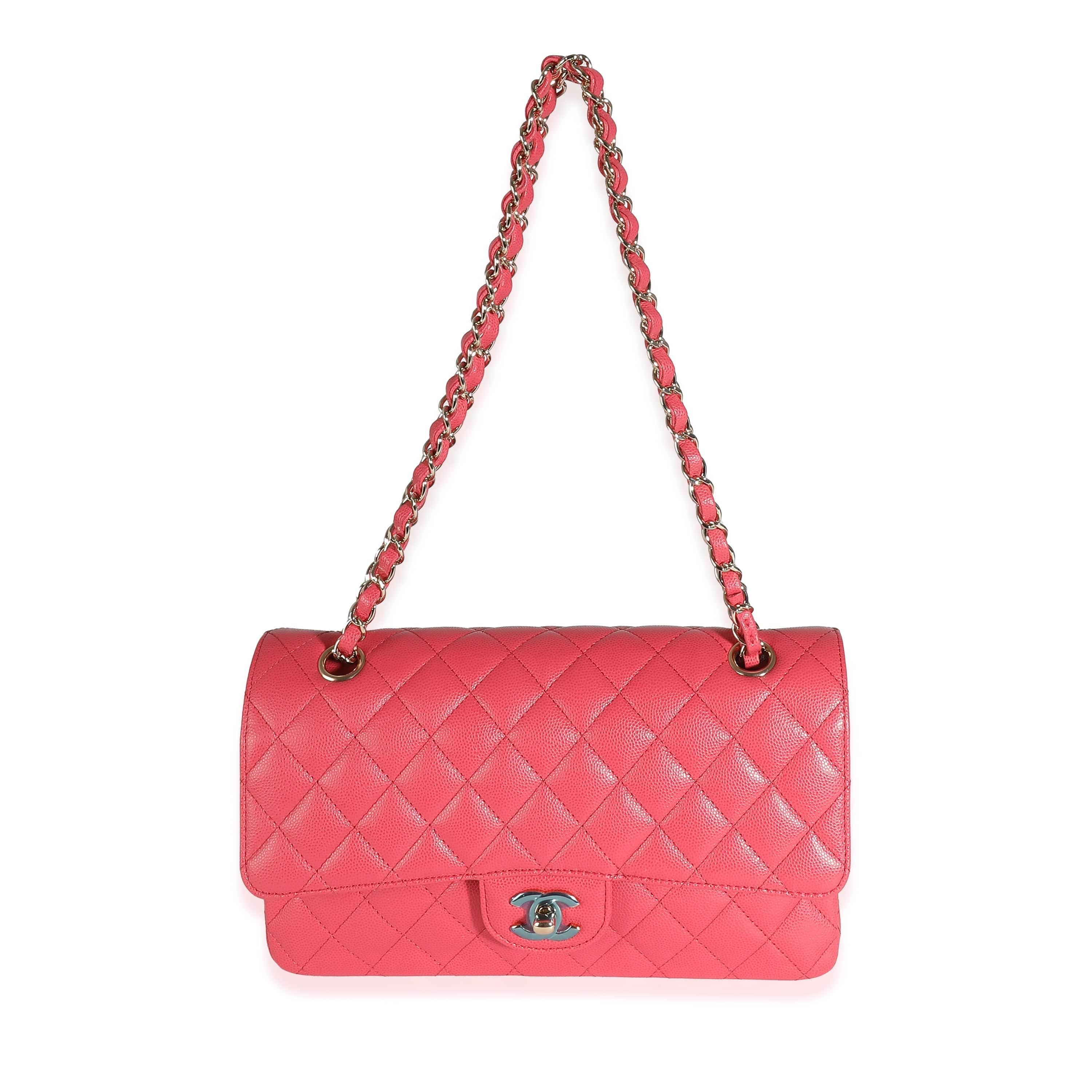 Chanel Chanel Dark Pink Quilted Caviar Medium Classic Double Flap Bag